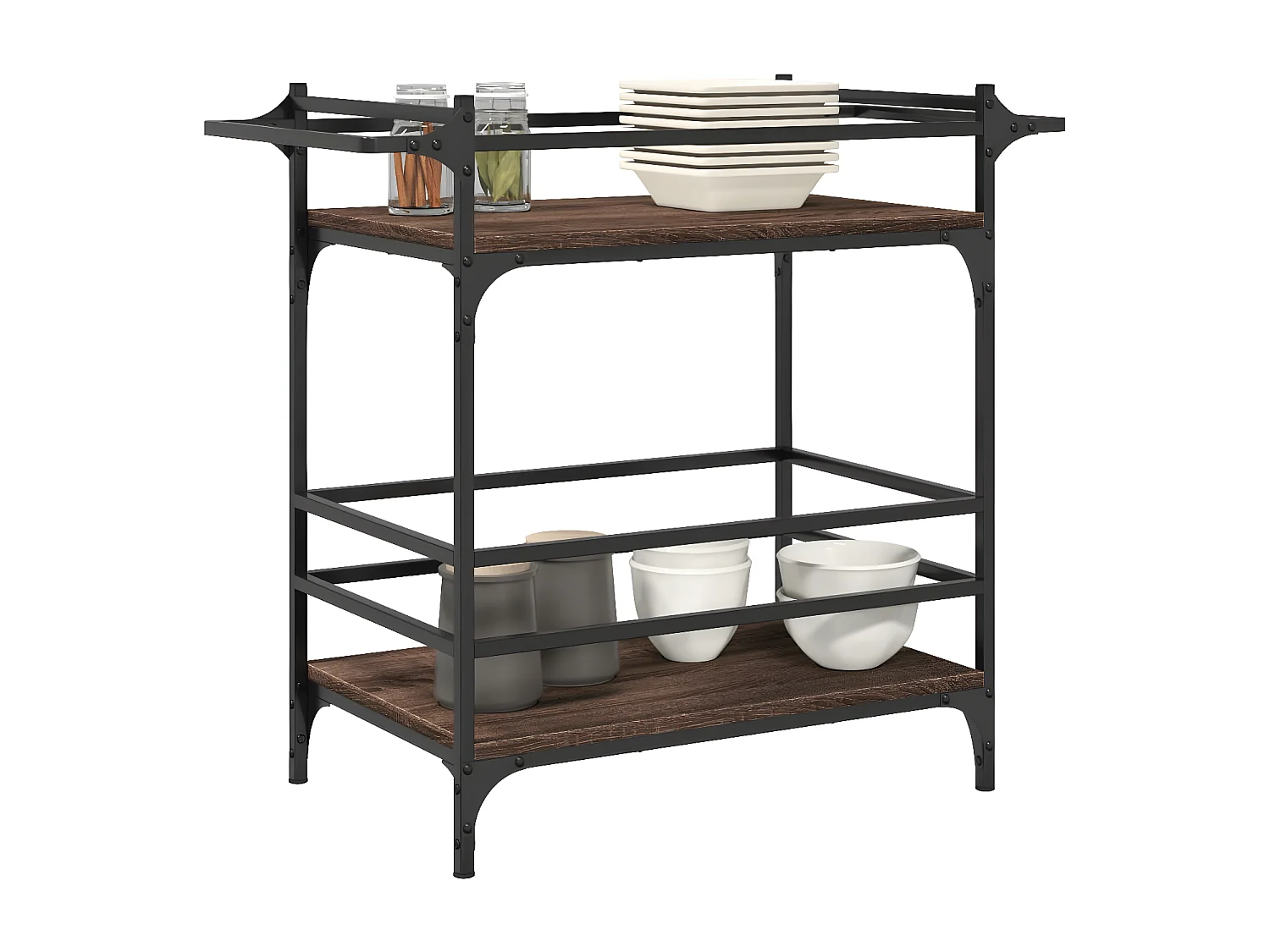 Chariot de cuisine chêne marron 82x40x78,5 bois d'ingénierie