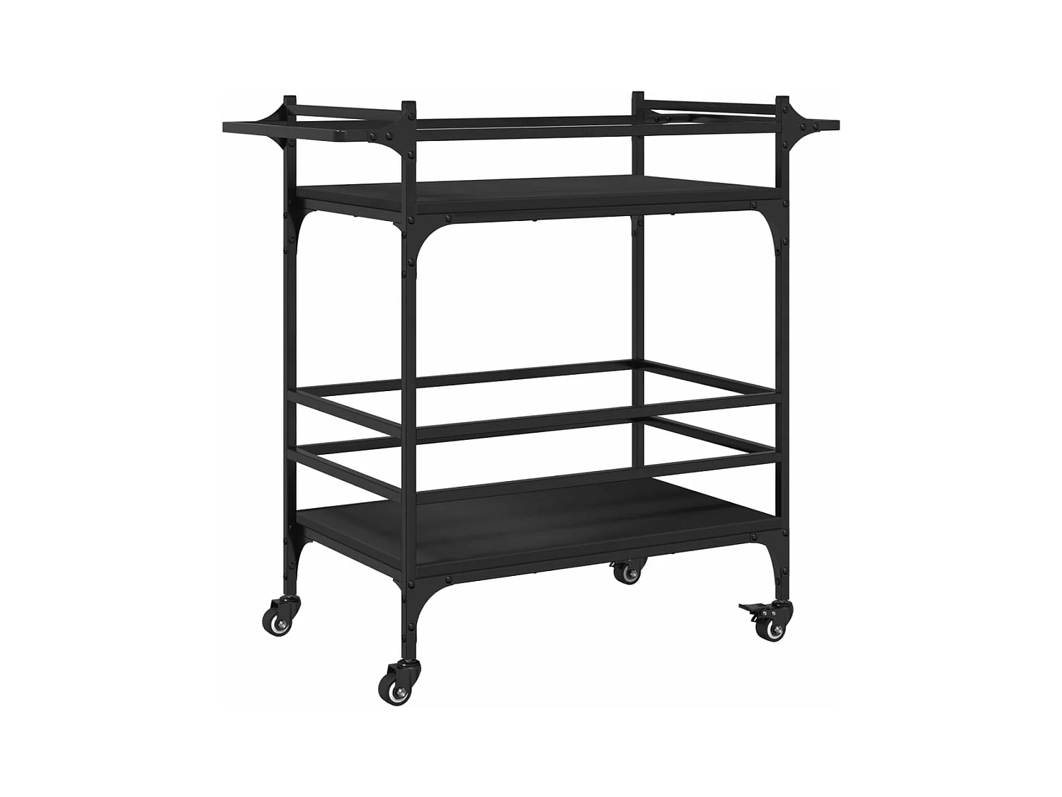 Chariot de cuisine noir 82x40x78,5 bois d'ingénierie