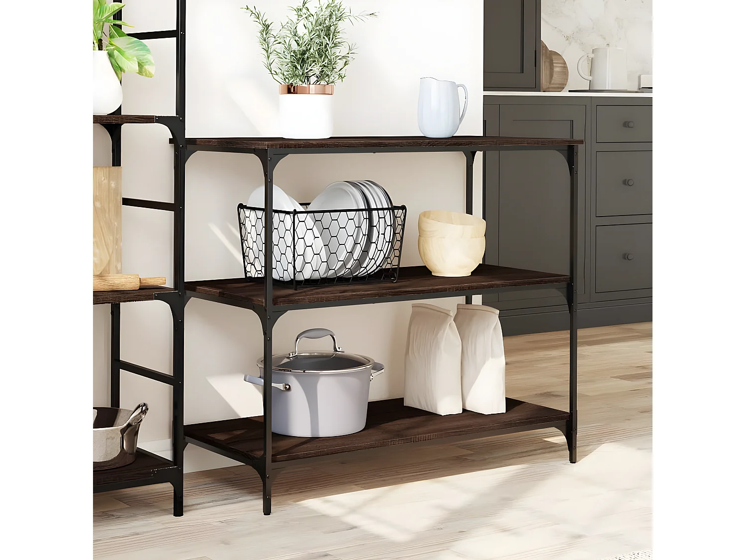 Chariot de cuisine chêne marron 102x50x95 bois d'ingénierie