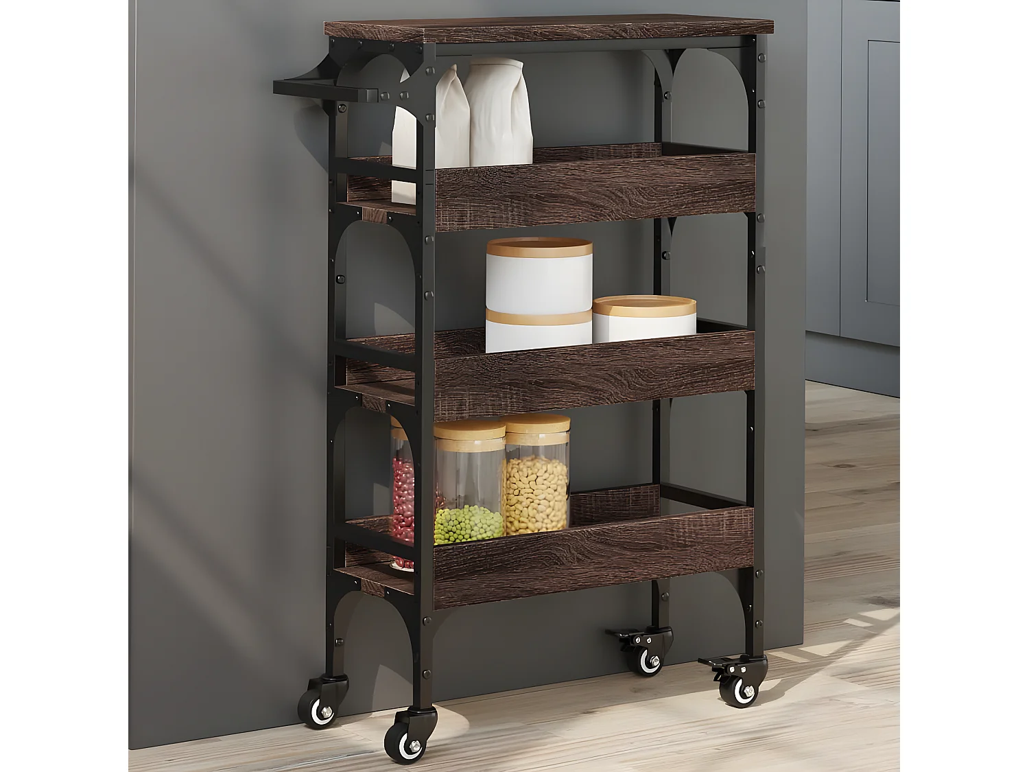 Chariot de cuisine chêne marron 53x20x76 bois d'ingénierie