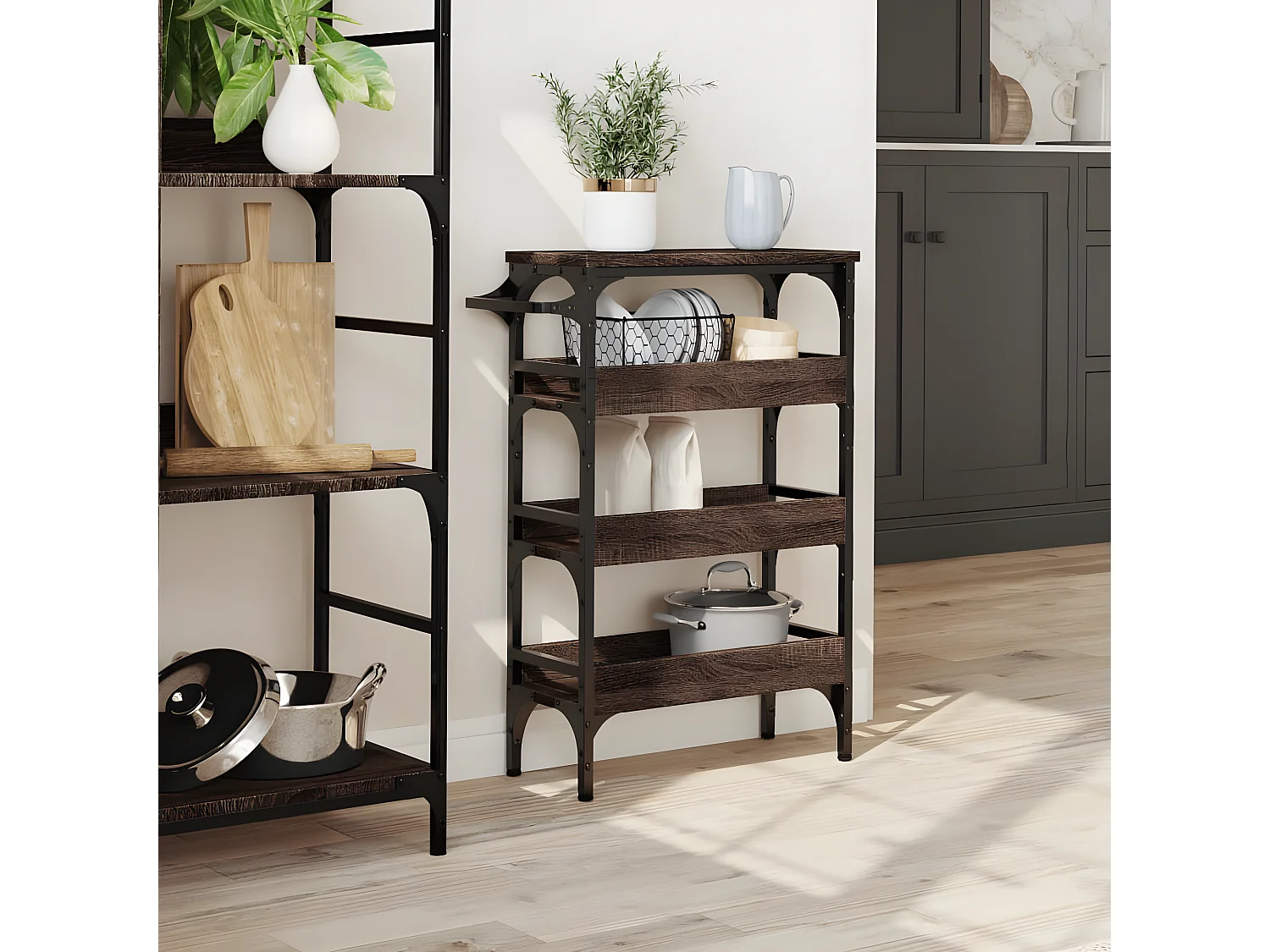 Chariot de cuisine chêne marron 53x20x76 bois d'ingénierie