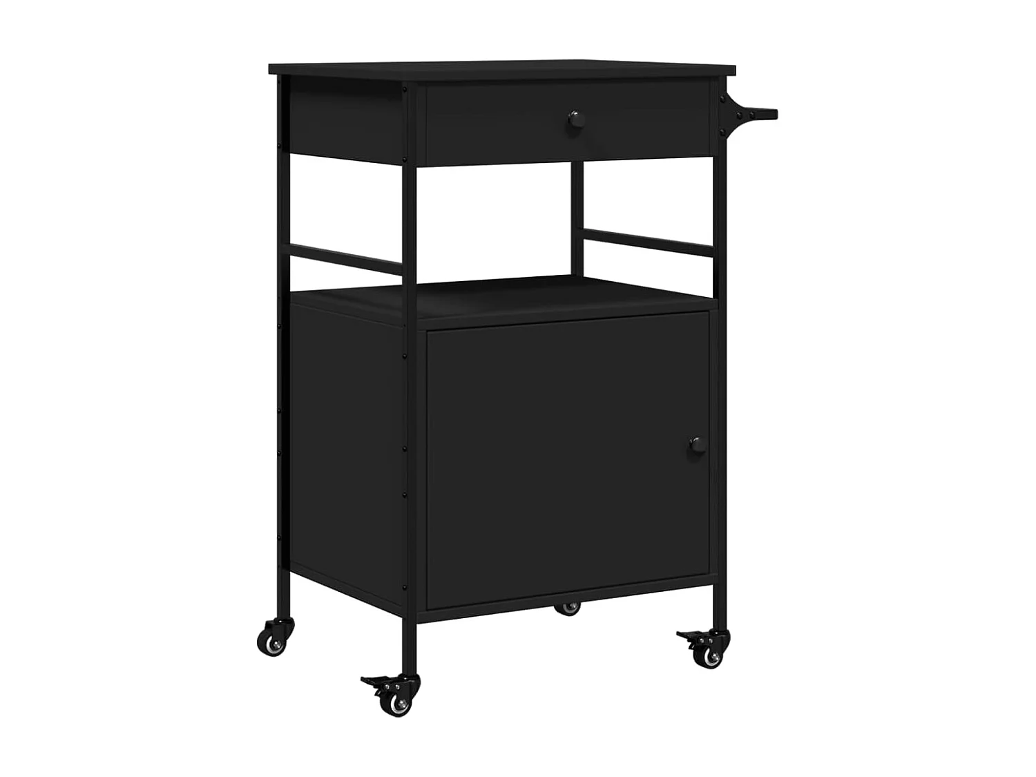 Chariot de cuisine noir 56x43x89,5 bois d'ingénierie