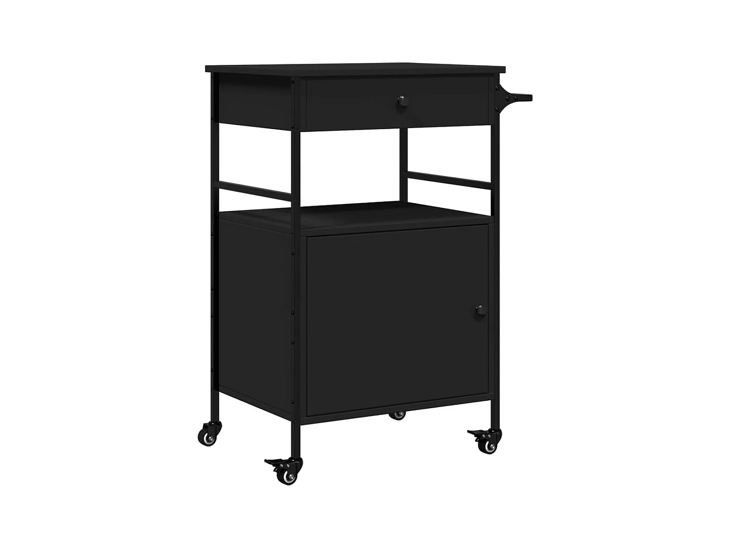 Chariot de cuisine noir 56x43x89,5 bois d'ingénierie