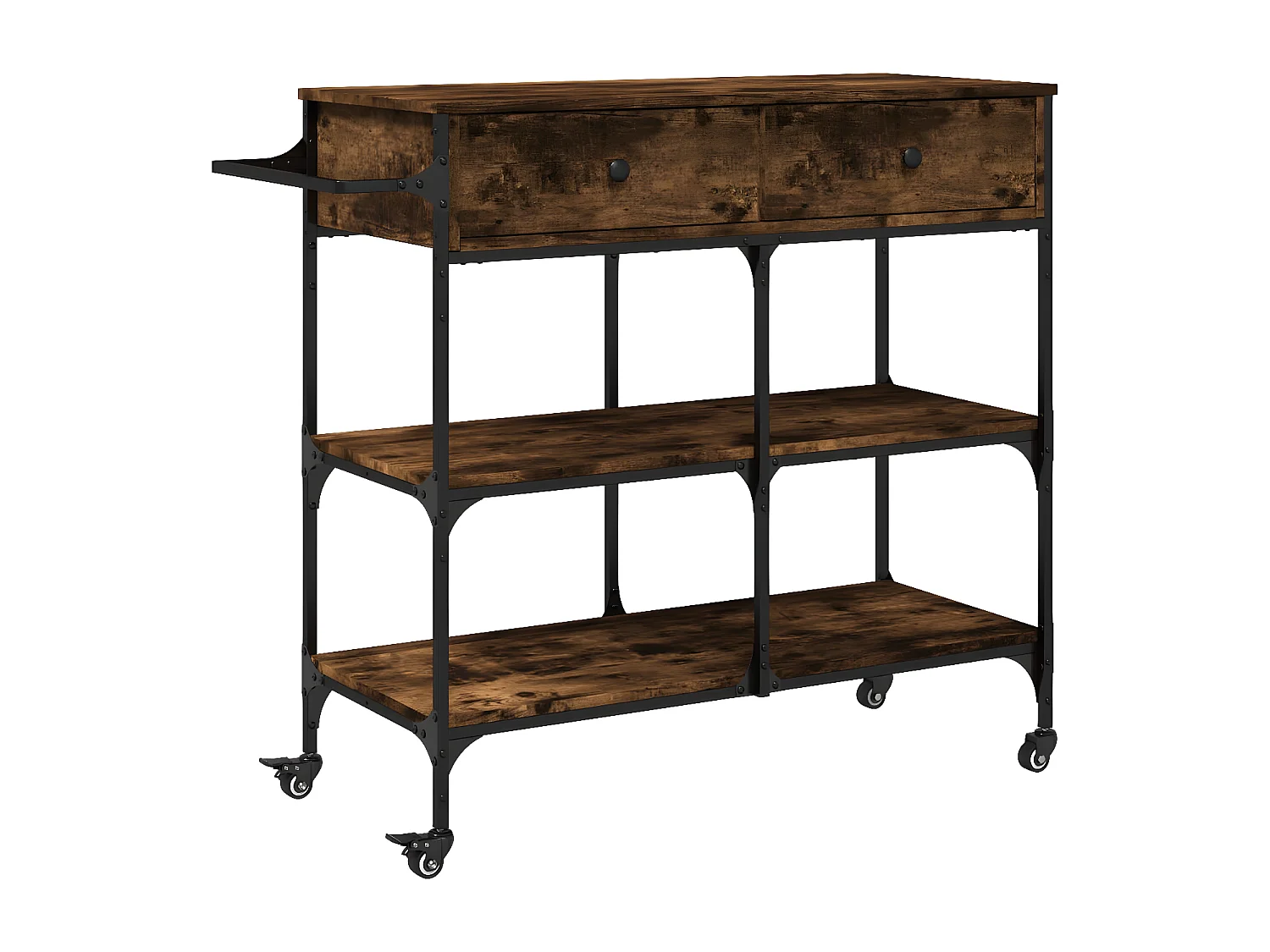 Chariot de cuisine chêne fumé 105x42x95 bois d'ingénierie