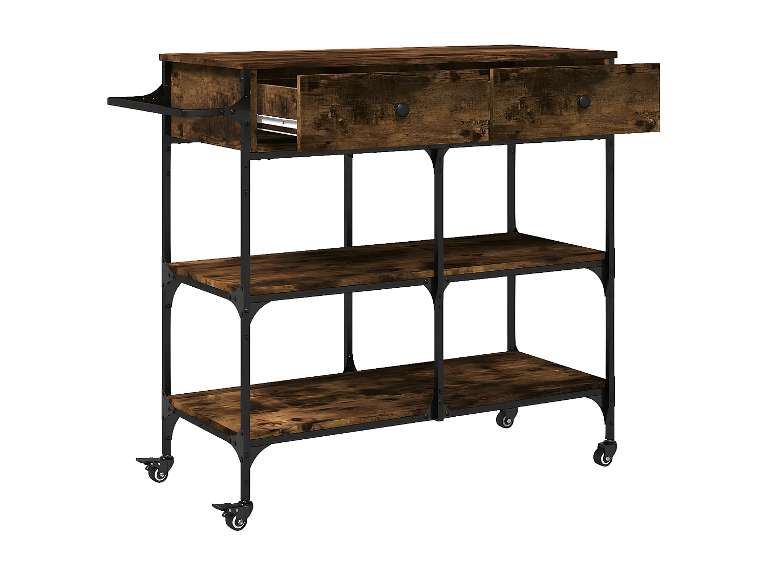 Chariot de cuisine chêne fumé 105x42x95 bois d'ingénierie