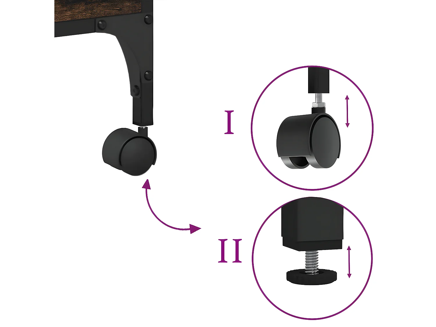 Chariot de cuisine chêne fumé 60,5x31x72,5 bois d'ingénierie