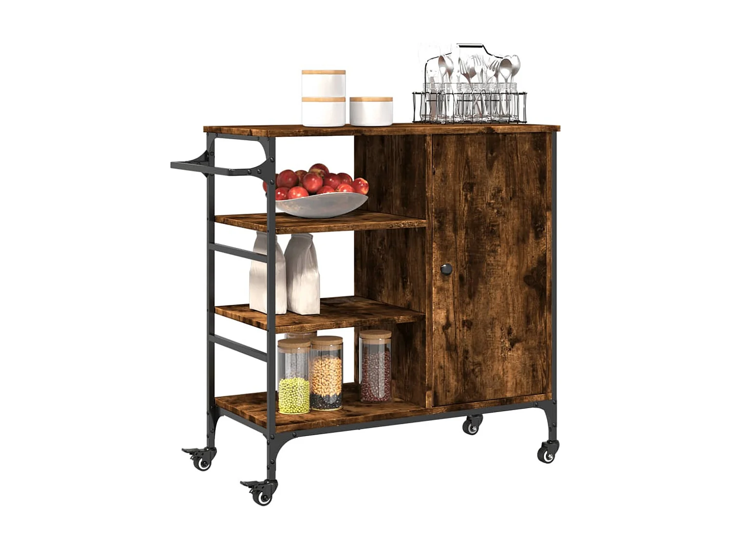 Chariot de cuisine chêne fumé 87,5x38,5x84,5 bois ingénierie