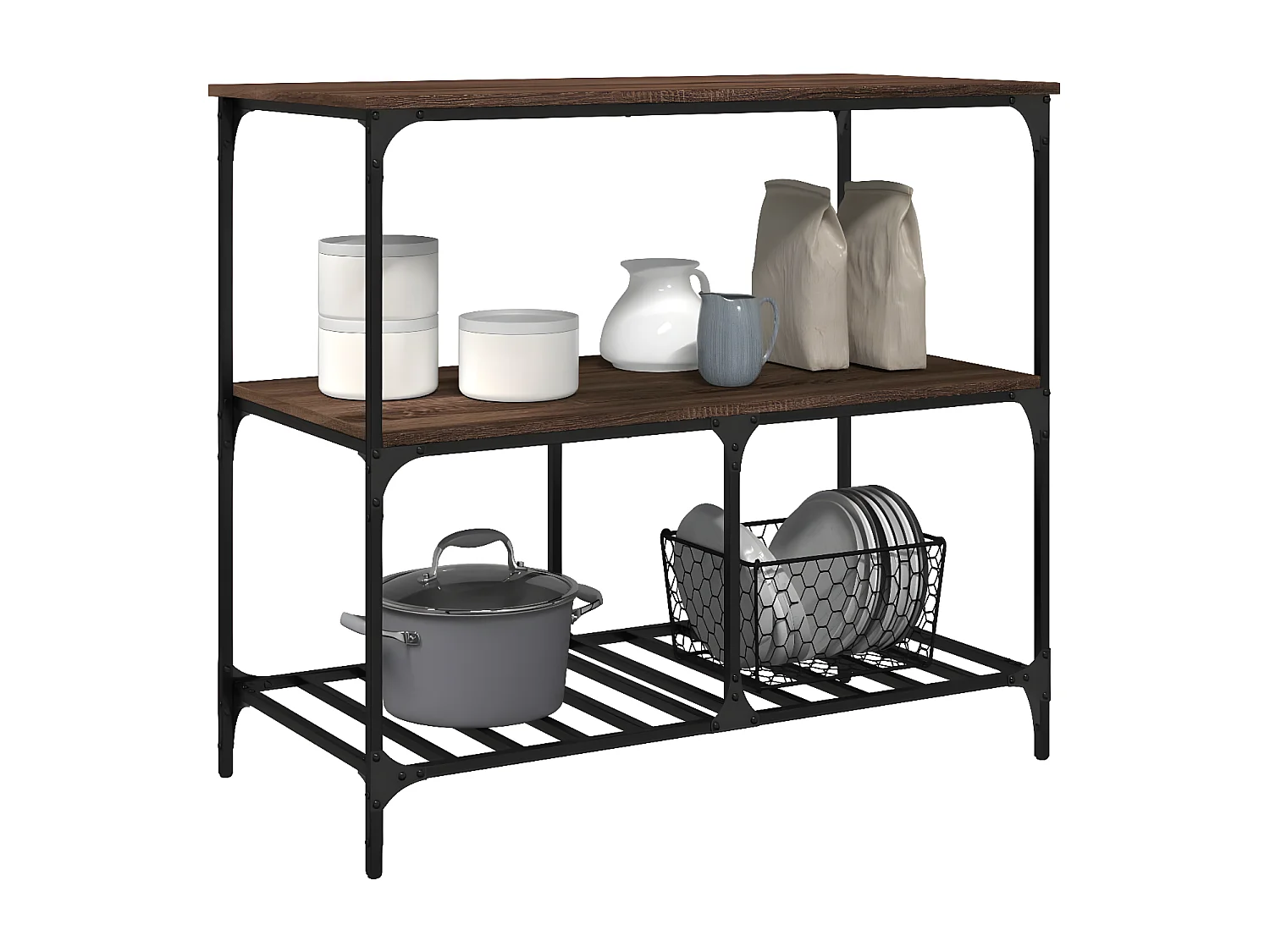 Chariot de cuisine chêne marron 100x50x95 bois d'ingénierie