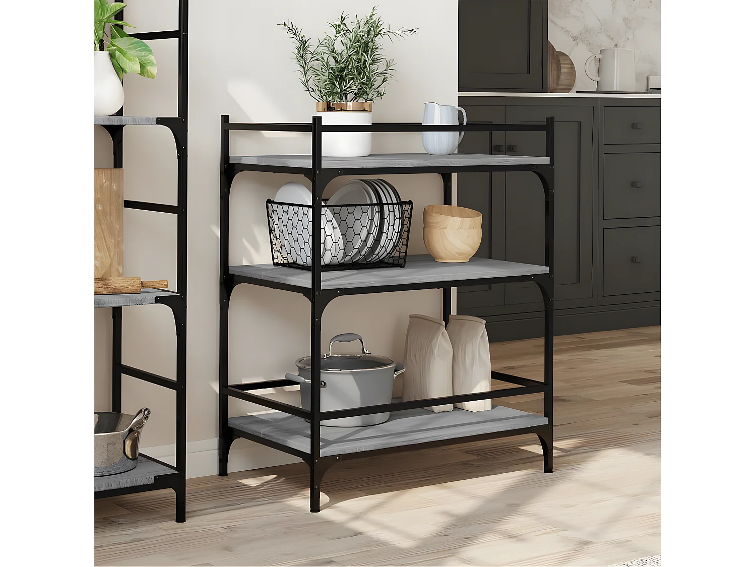 Chariot de cuisine sonoma gris 65x40x86,5 bois d'ingénierie