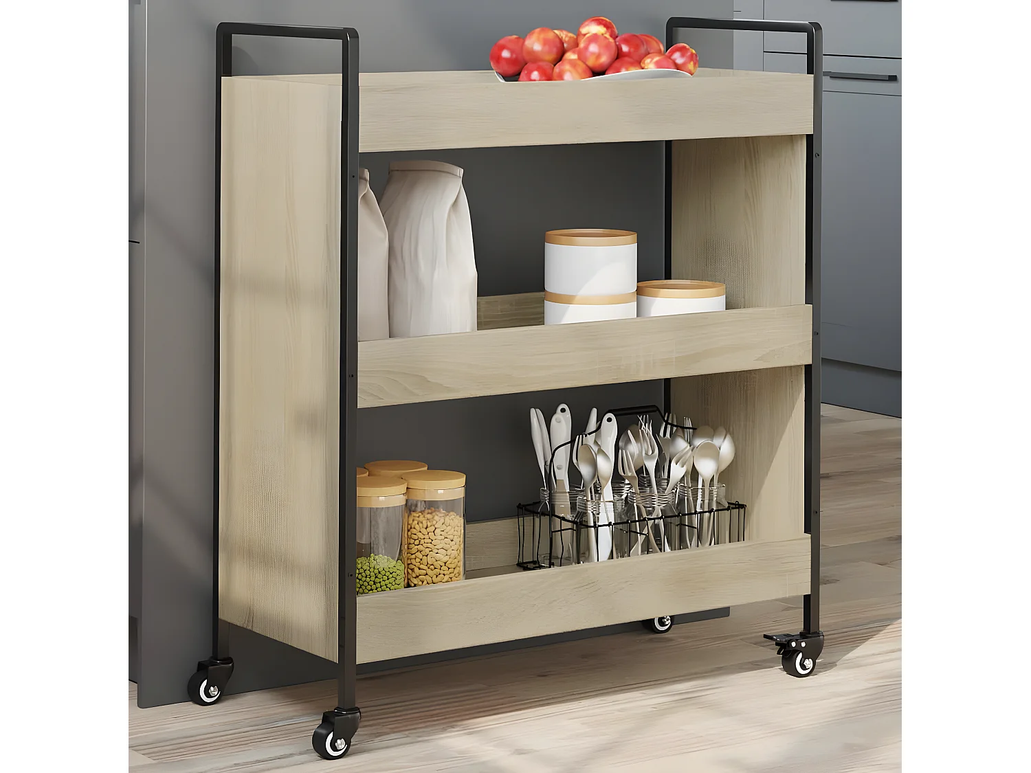 Chariot de cuisine chêne sonoma 70x30x82 bois d'ingénierie