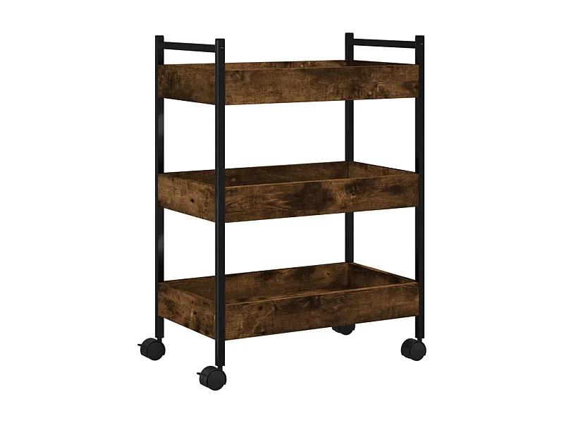 Chariot de cuisine chêne fumé 50x30x70 bois d'ingénierie