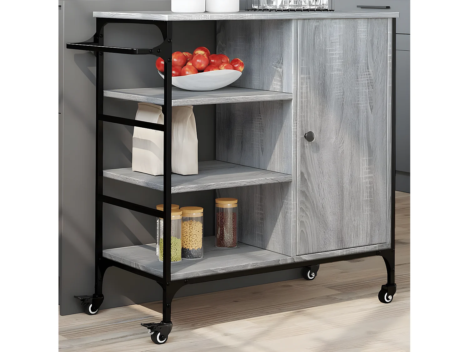 Chariot de cuisine sonoma gris 87,5x38,5x84,5 bois ingénierie