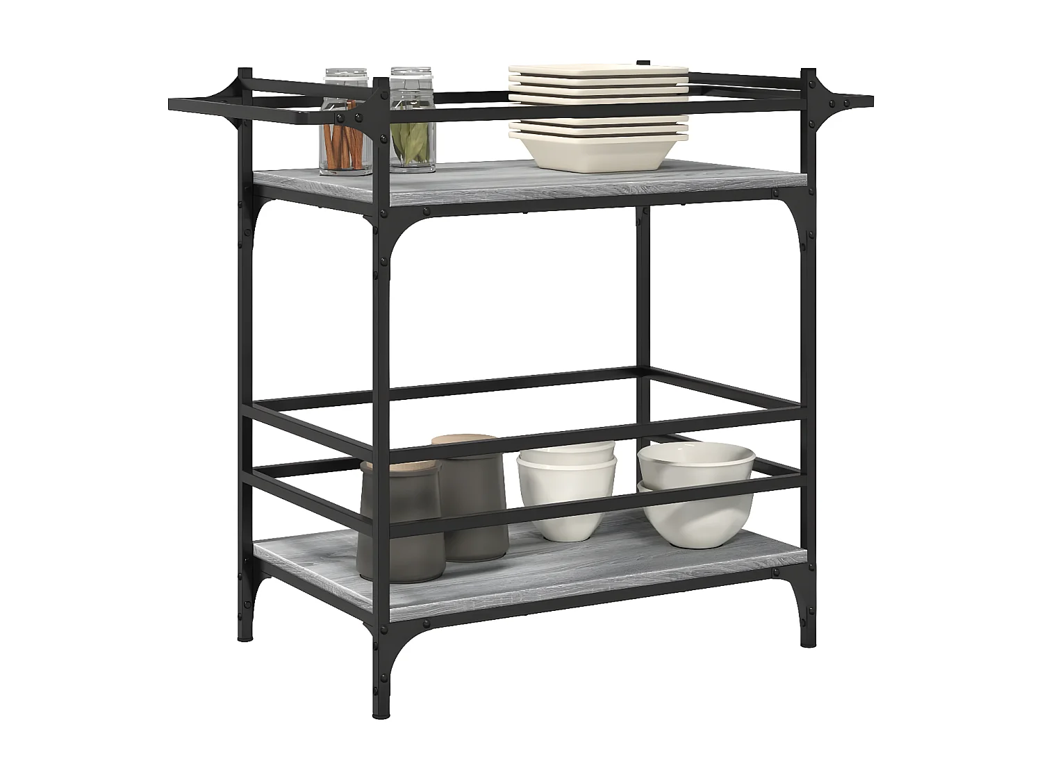 Chariot de cuisine sonoma gris 82x40x78,5 bois d'ingénierie