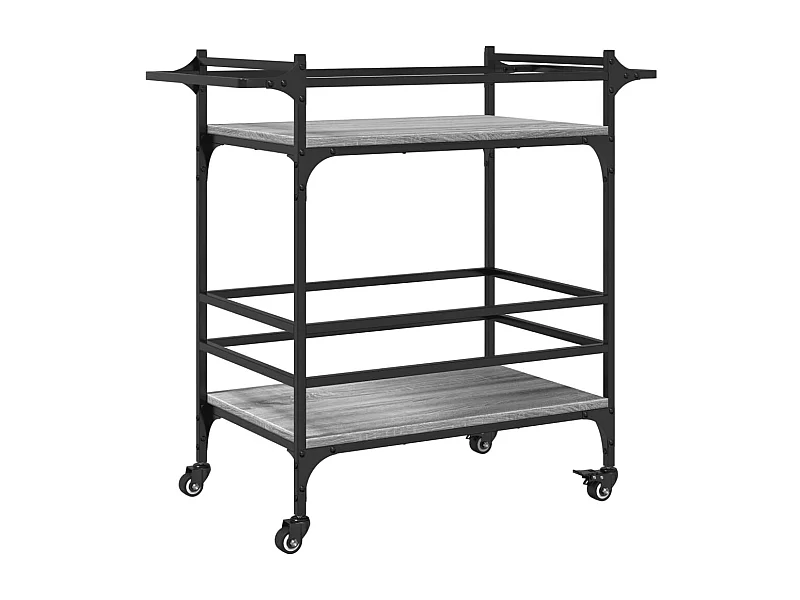 Chariot de cuisine sonoma gris 82x40x78,5 bois d'ingénierie