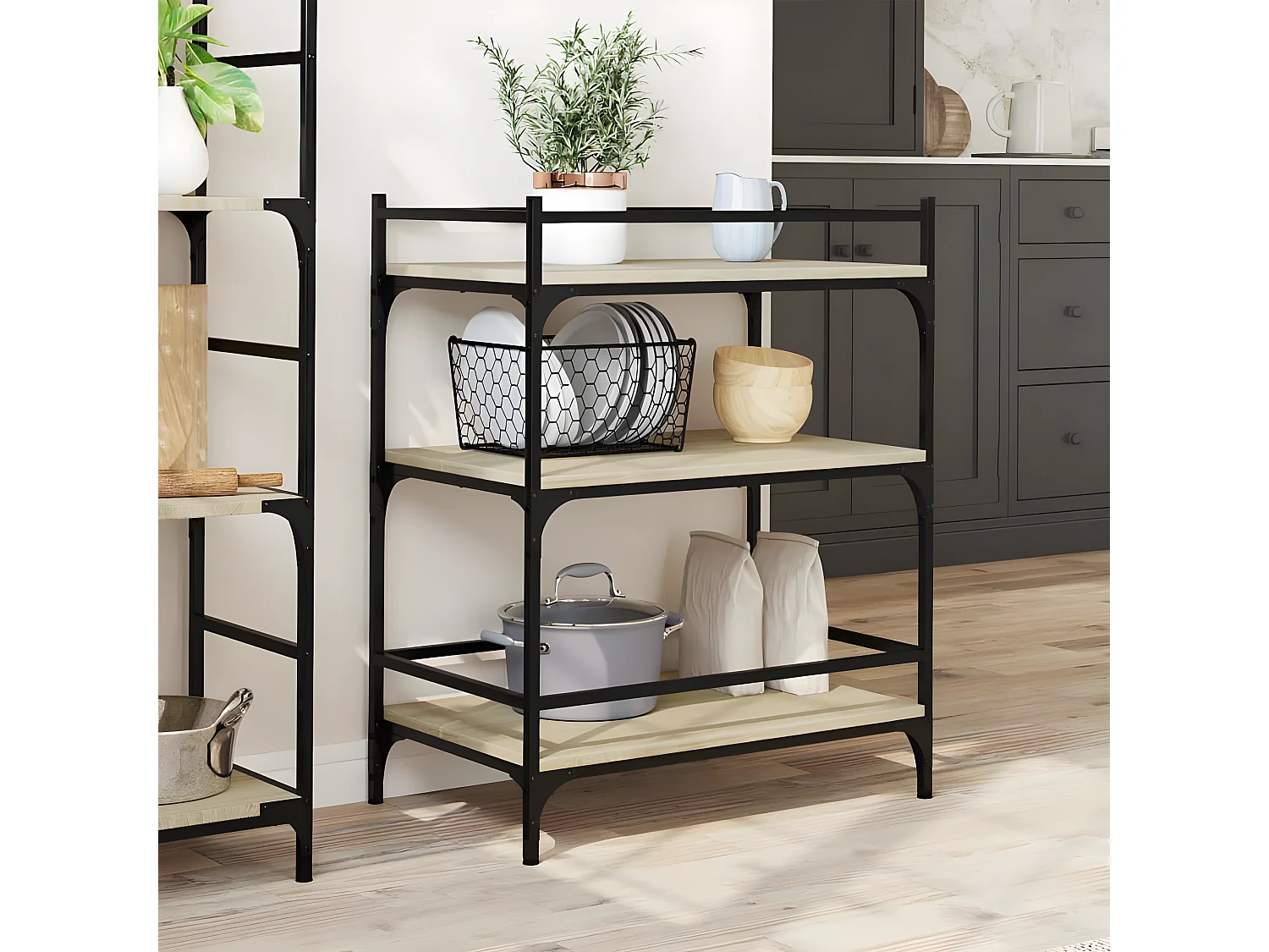 Chariot de cuisine chêne sonoma 65x40x86,5 bois d'ingénierie