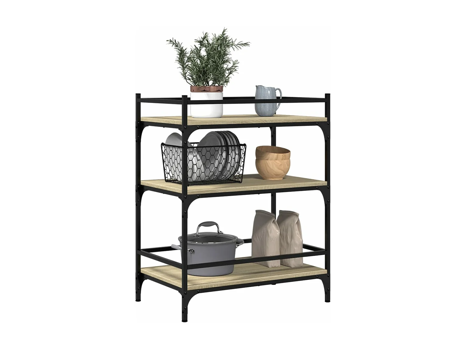 Chariot de cuisine chêne sonoma 65x40x86,5 bois d'ingénierie