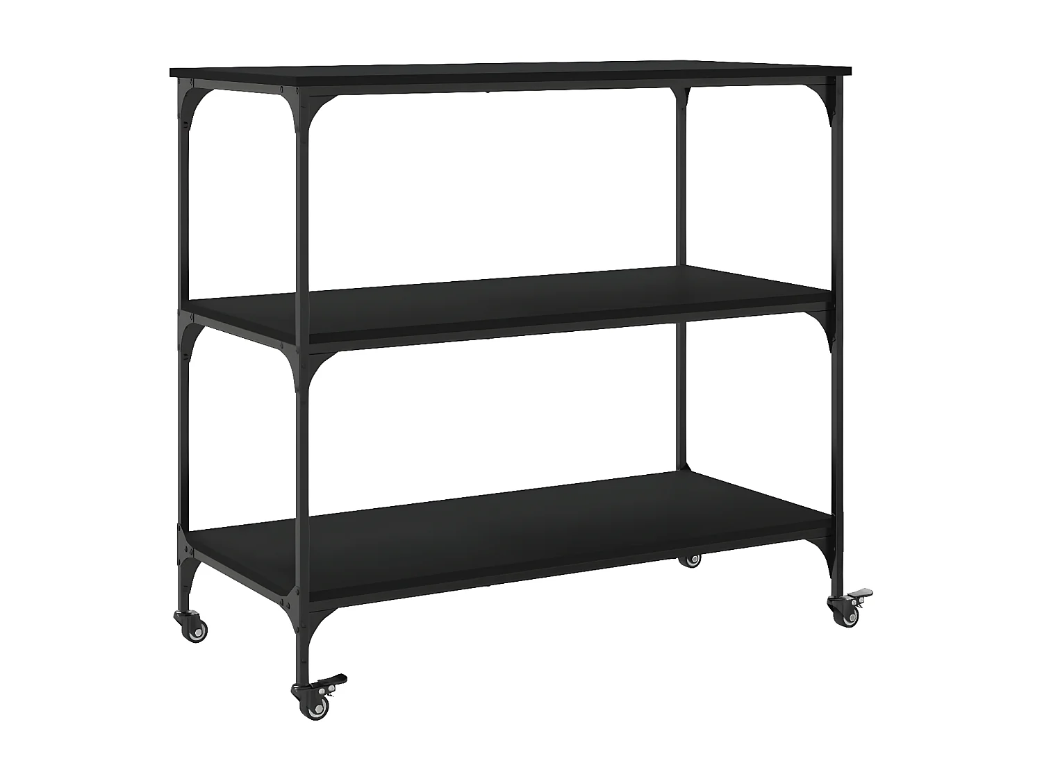 Chariot de cuisine noir 102x50x95 bois d'ingénierie