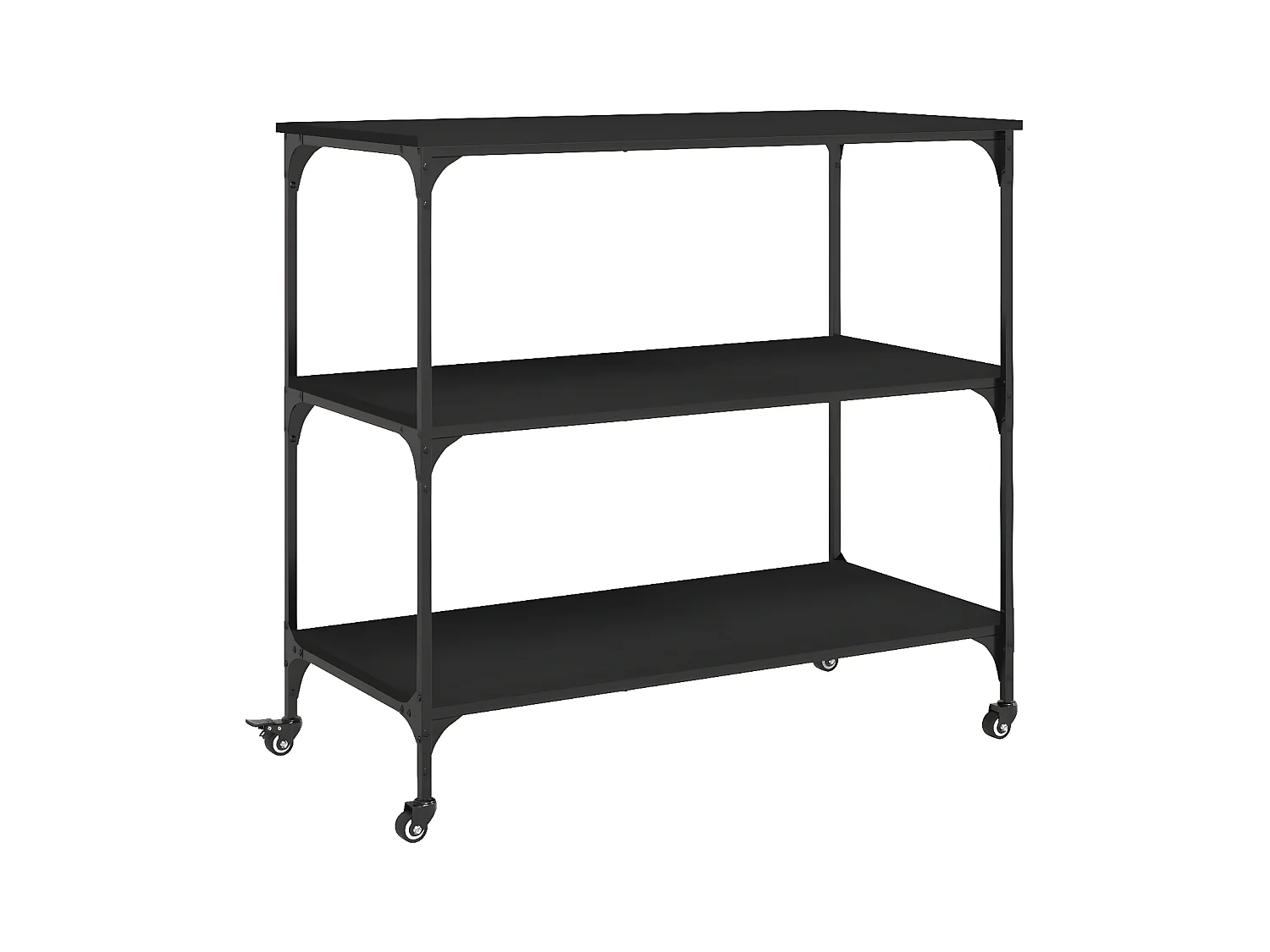 Chariot de cuisine noir 102x50x95 bois d'ingénierie
