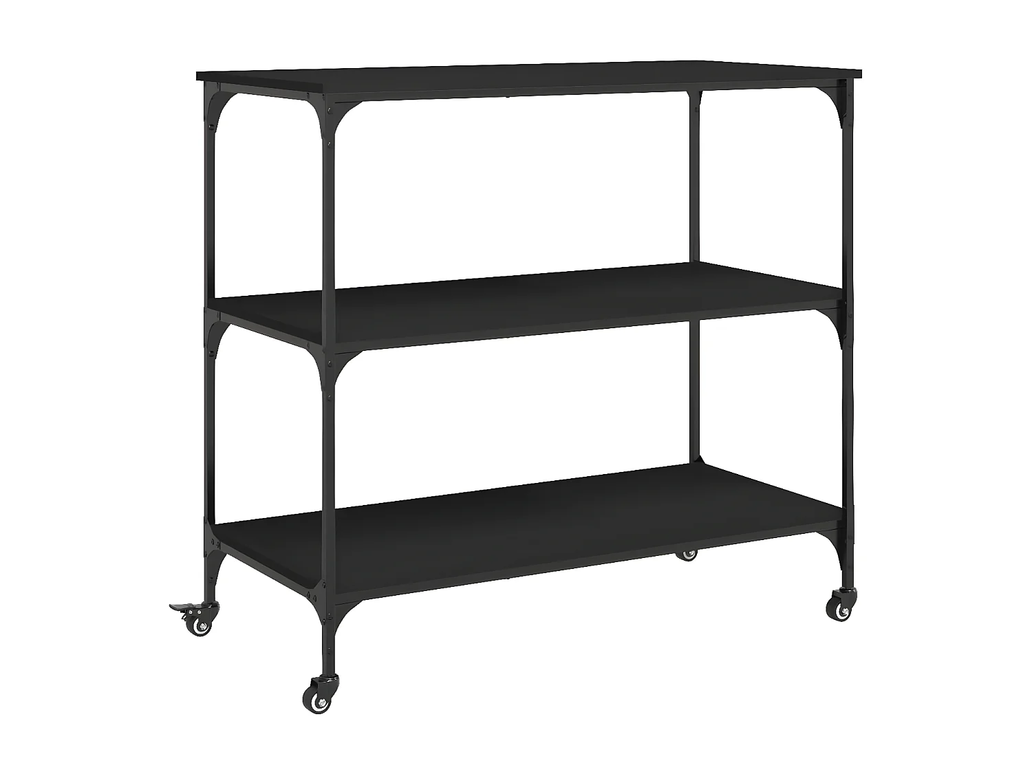 Chariot de cuisine noir 102x50x95 bois d'ingénierie