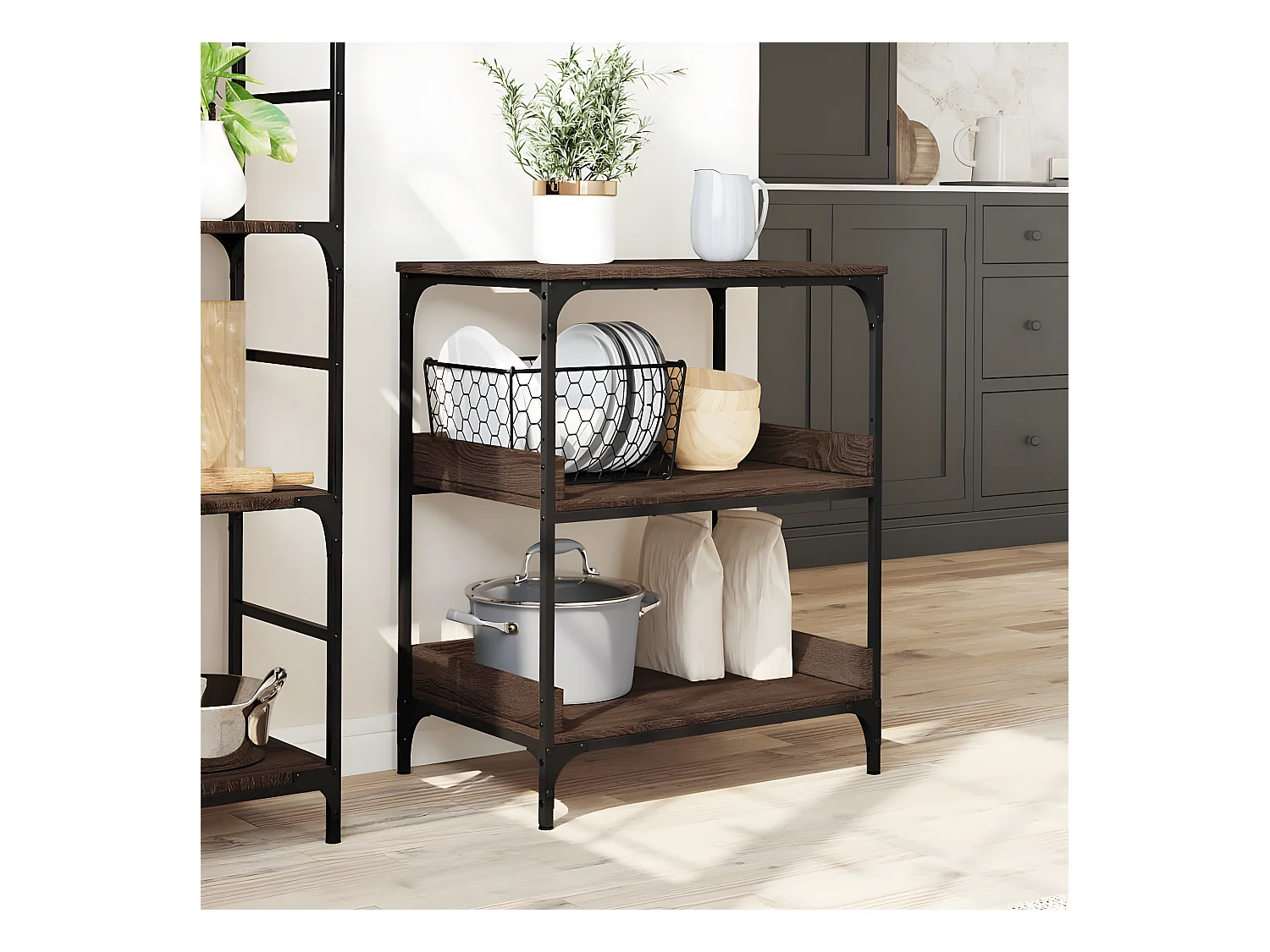 Chariot de cuisine chêne marron 60x41x80,5 bois d'ingénierie