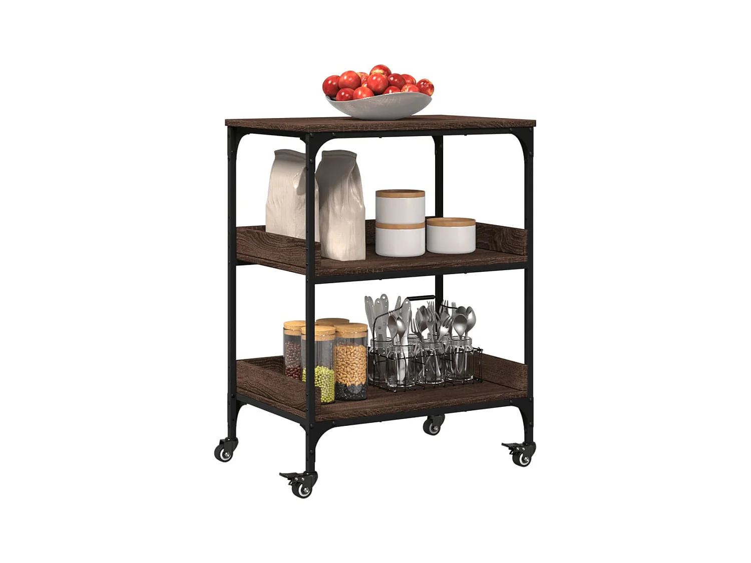 Chariot de cuisine chêne marron 60x41x80,5 bois d'ingénierie