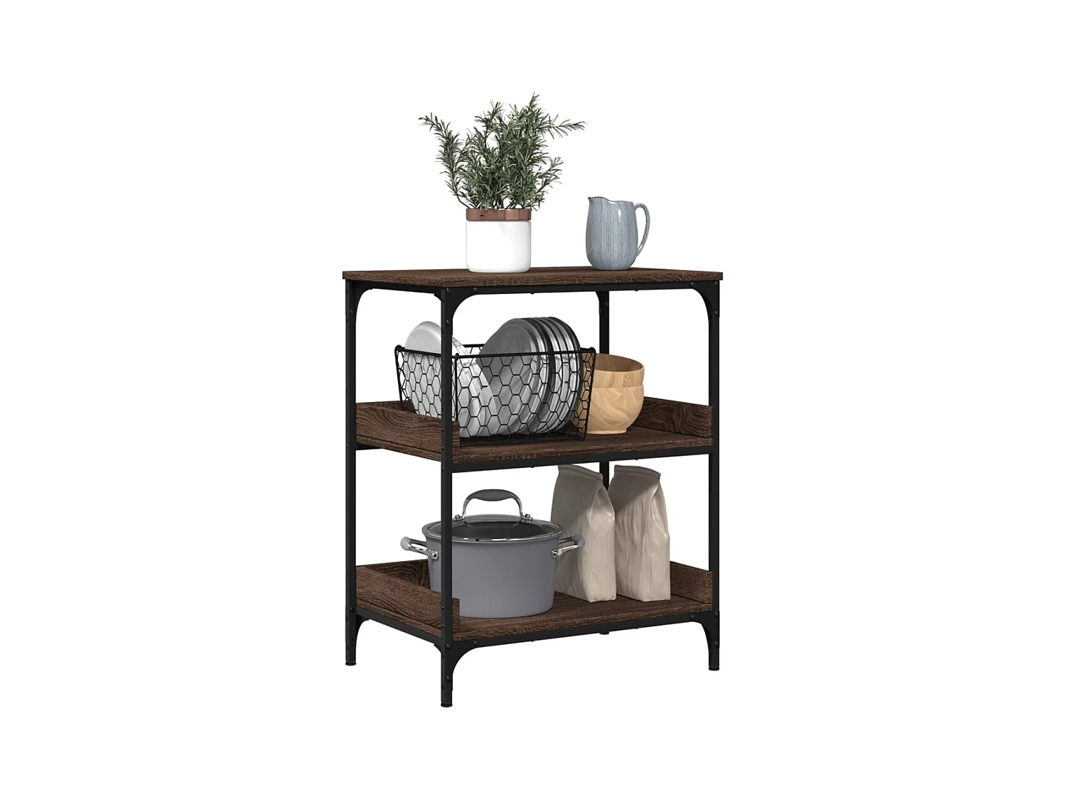 Chariot de cuisine chêne marron 60x41x80,5 bois d'ingénierie