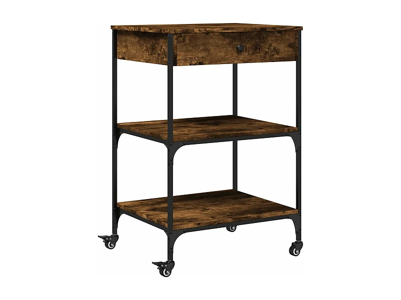 Chariot de cuisine chêne fumé 60x48x89,5 bois d'ingénierie