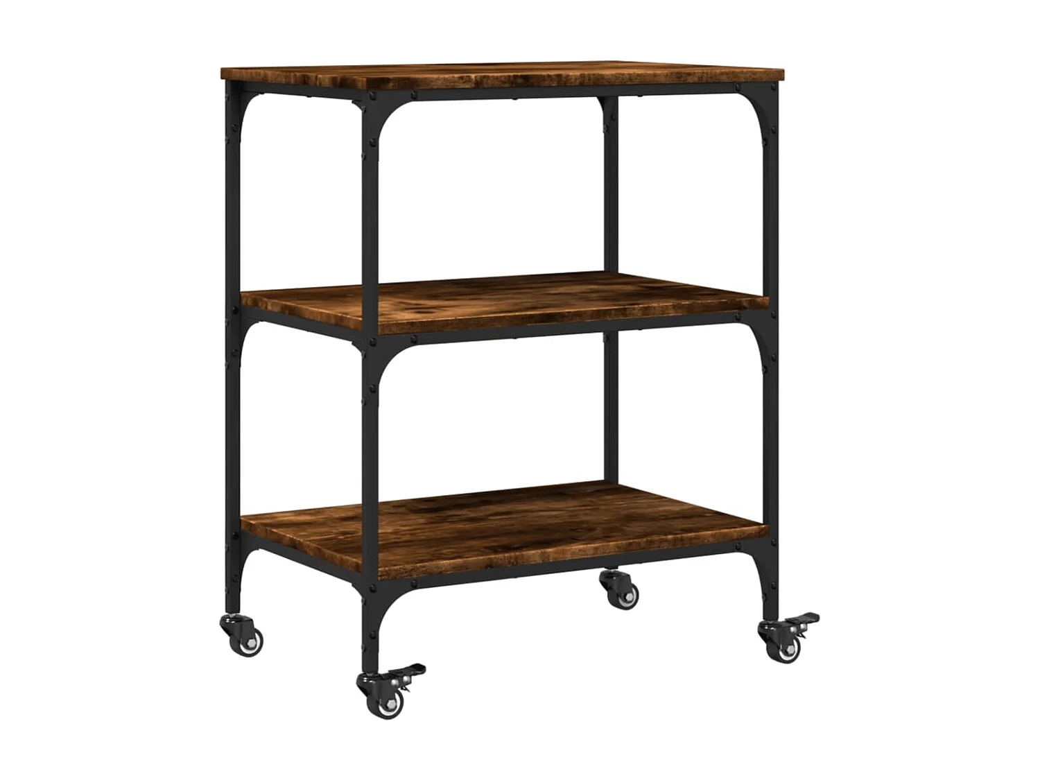 Chariot de cuisine chêne fumé 60x41x76 bois d'ingénierie