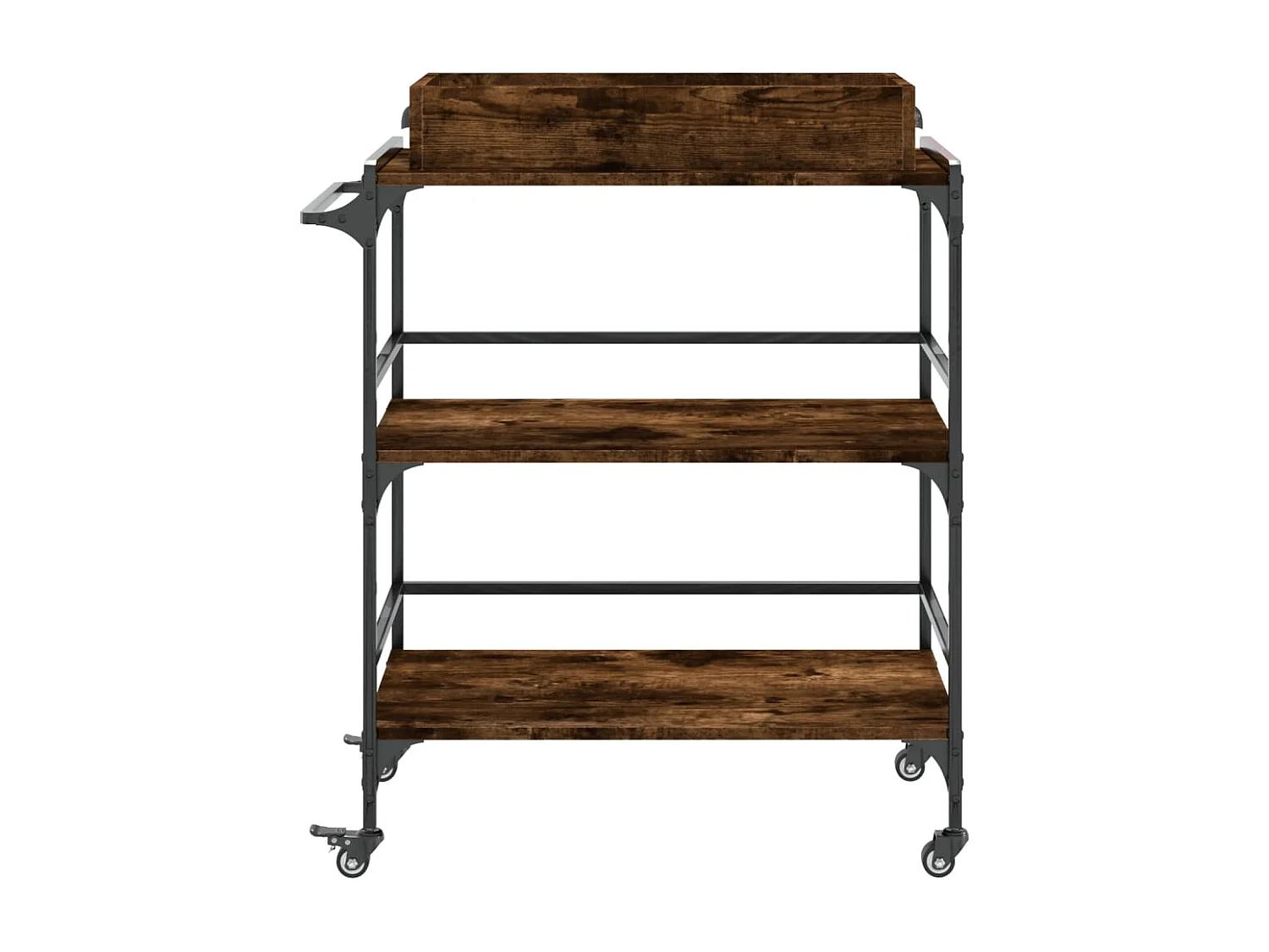 Chariot de cuisine chêne fumé 81,5x41x92,5 bois d'ingénierie