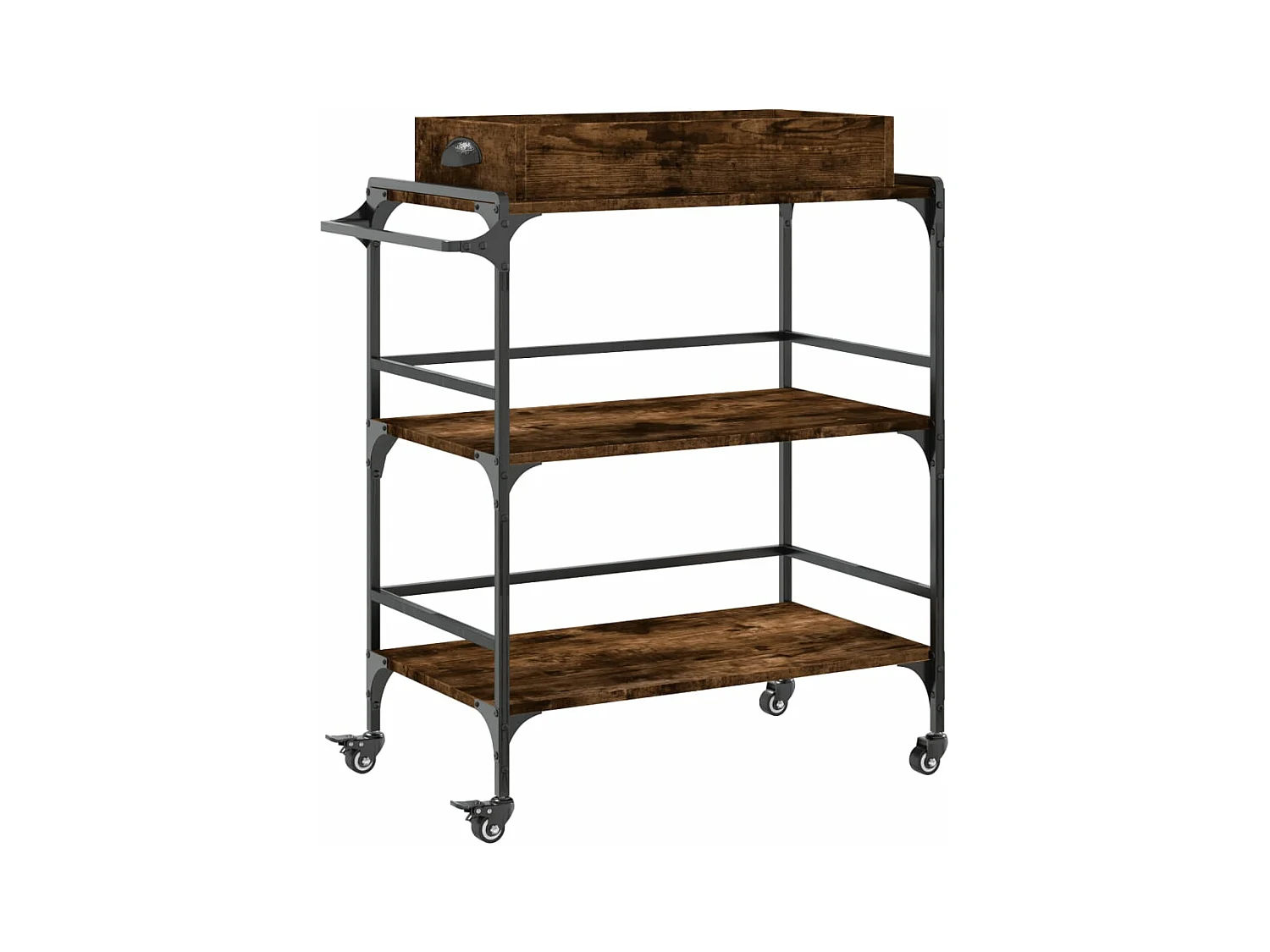 Chariot de cuisine chêne fumé 81,5x41x92,5 bois d'ingénierie