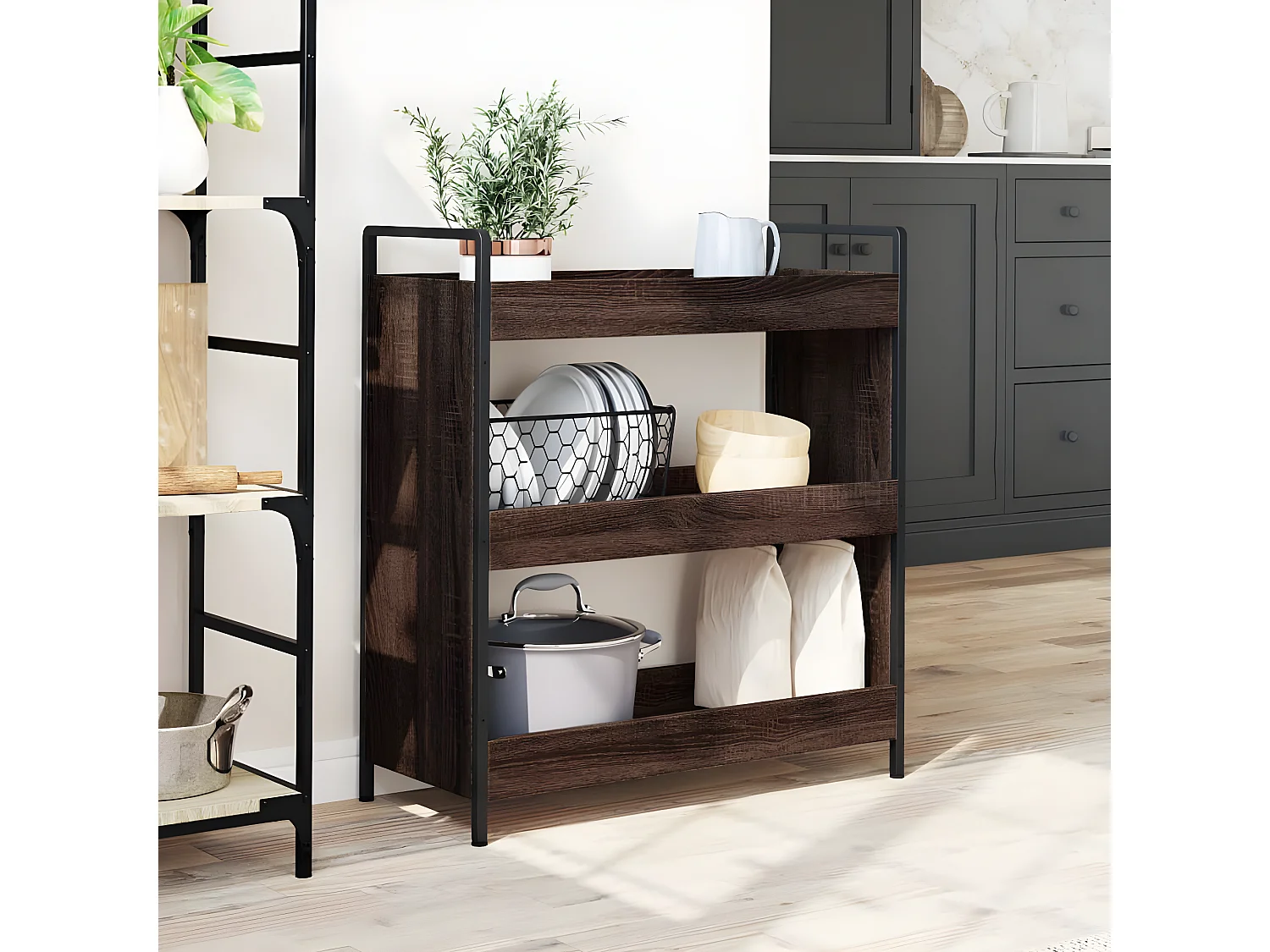 Chariot de cuisine chêne marron 70x30x82 bois d'ingénierie