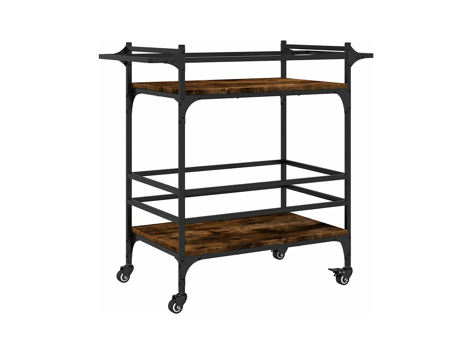 Chariot de cuisine chêne fumé 82x40x78,5 bois d'ingénierie