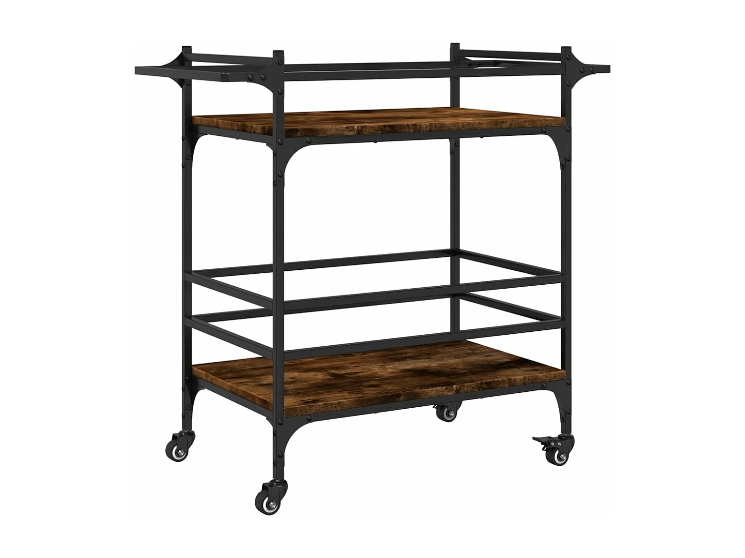 Chariot de cuisine chêne fumé 82x40x78,5 bois d'ingénierie