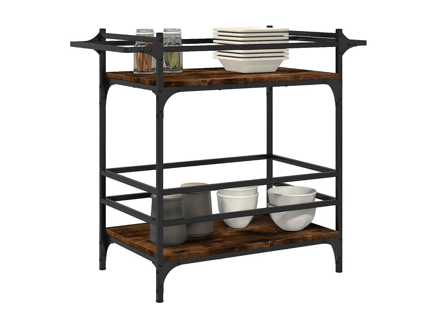 Chariot de cuisine chêne fumé 82x40x78,5 bois d'ingénierie