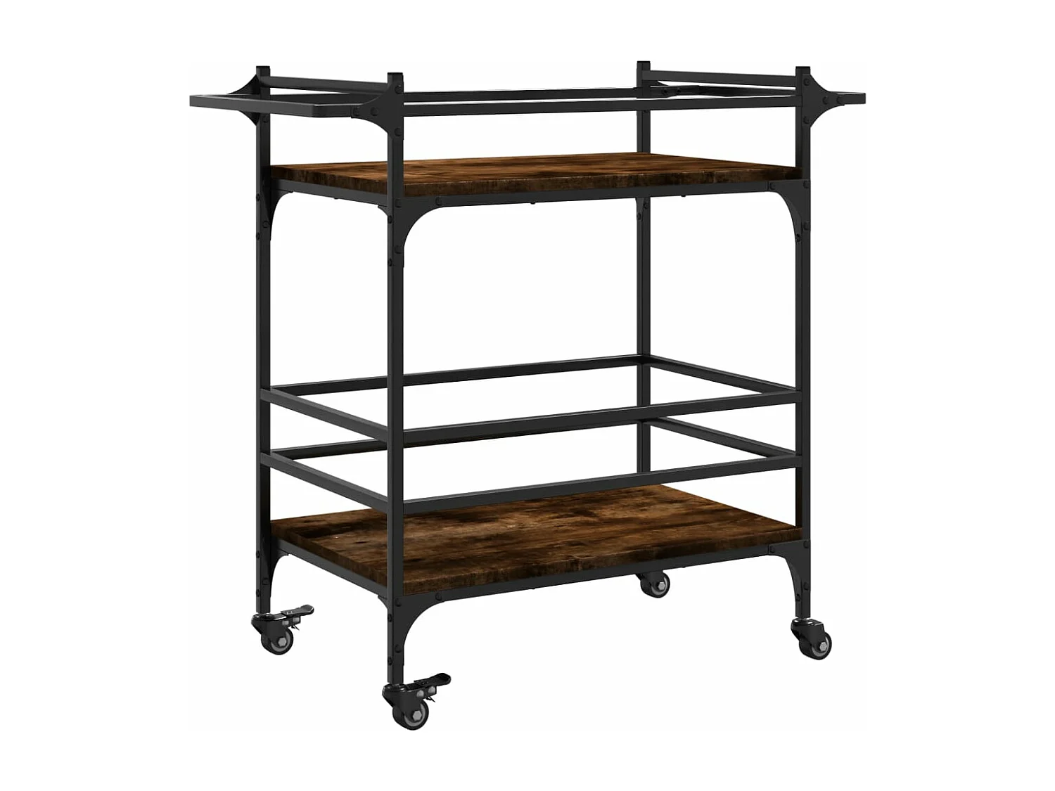 Chariot de cuisine chêne fumé 82x40x78,5 bois d'ingénierie