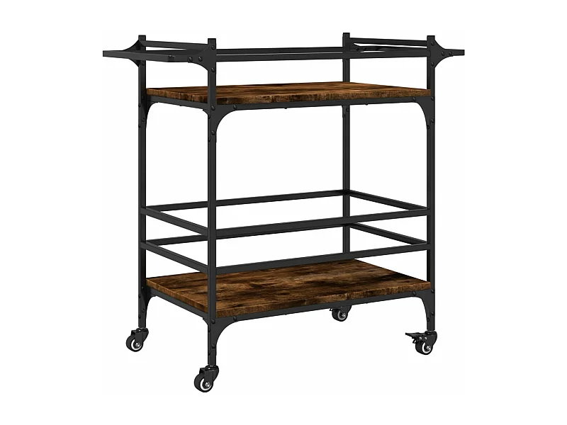 Chariot de cuisine chêne fumé 82x40x78,5 bois d'ingénierie