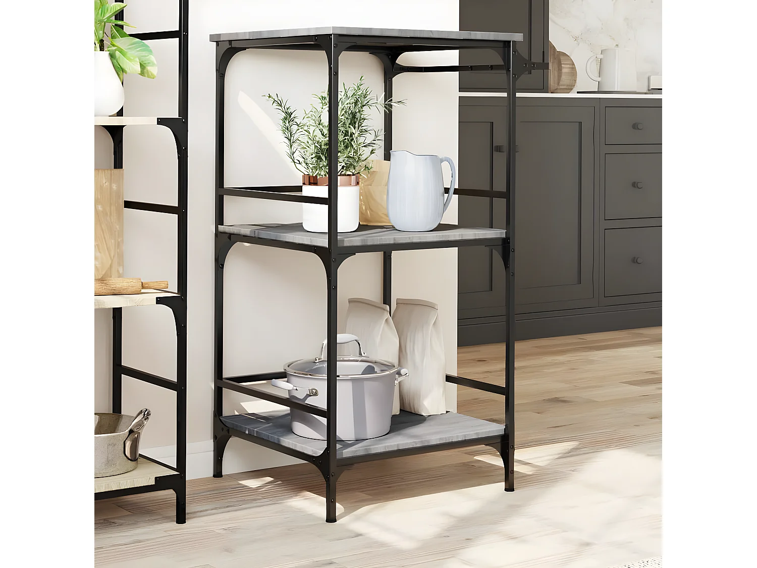 Chariot de cuisine sonoma gris 60,5x50x105 bois d'ingénierie