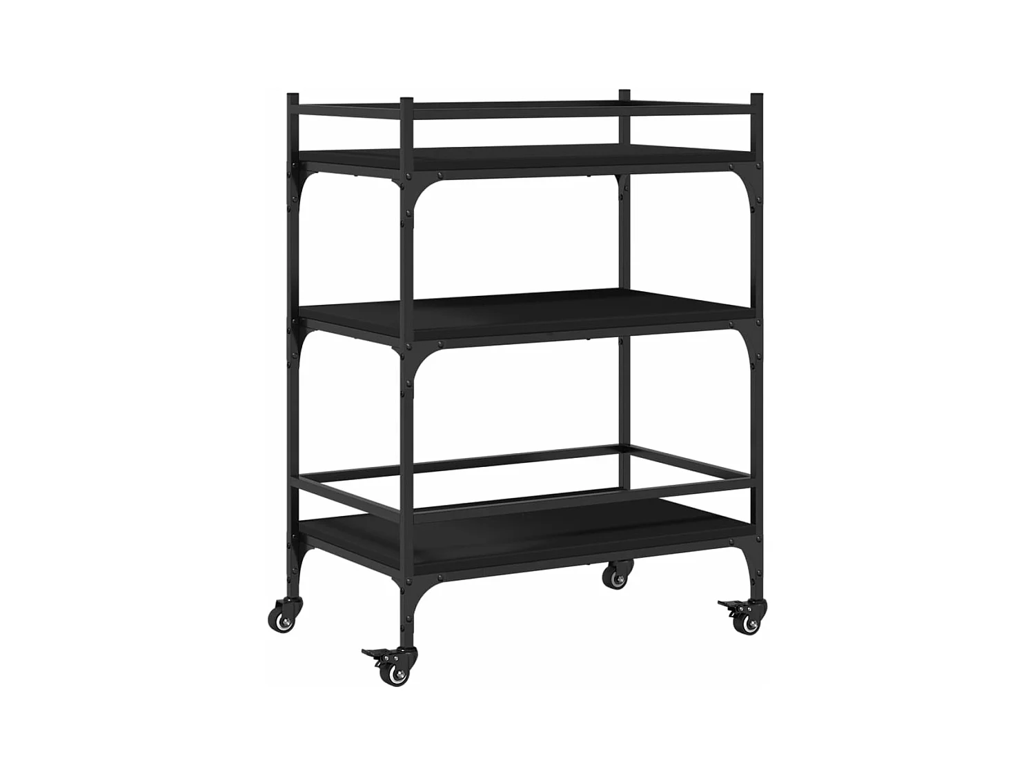 Chariot de cuisine noir 65x40x86,5 bois d'ingénierie