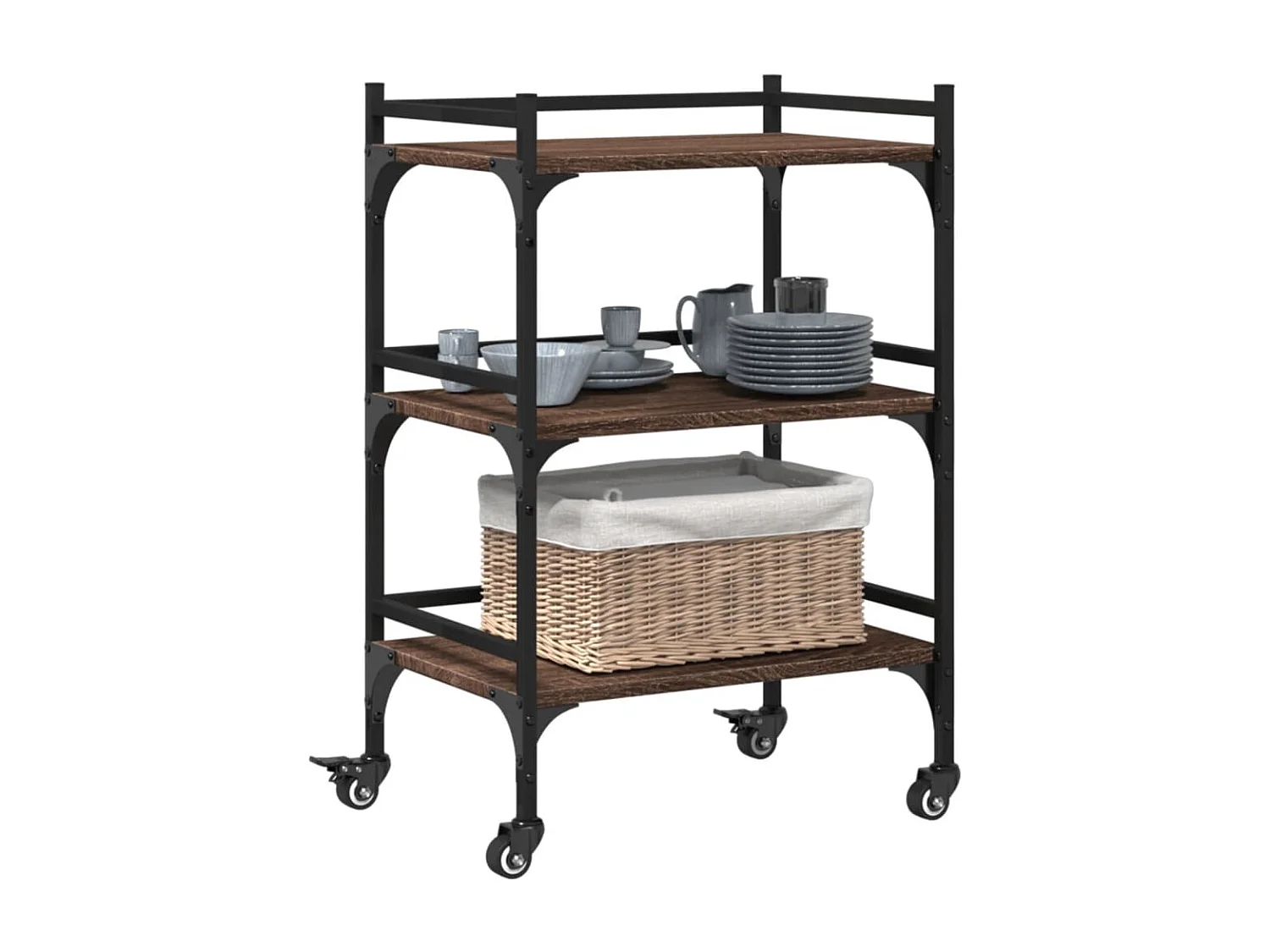 vidaXL Carrito de cocina madera ingeniería marrón roble 50x35x75,5 cm