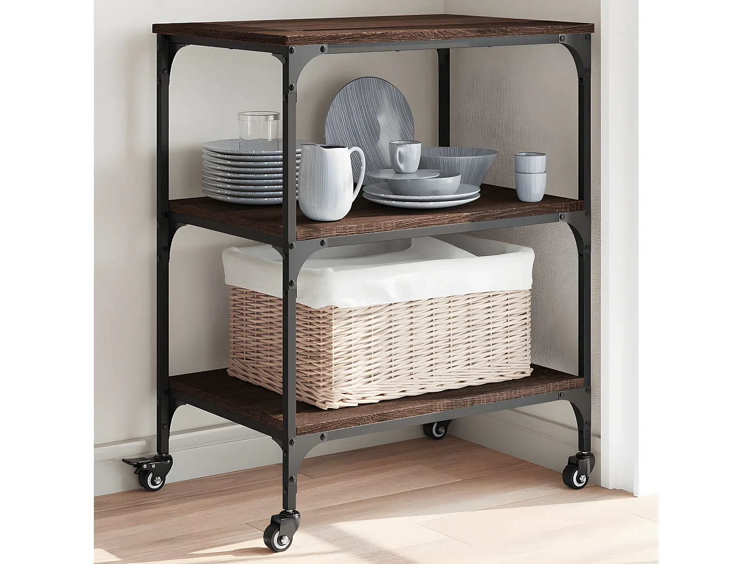 Chariot de cuisine chêne marron 60x41x76 bois d'ingénierie