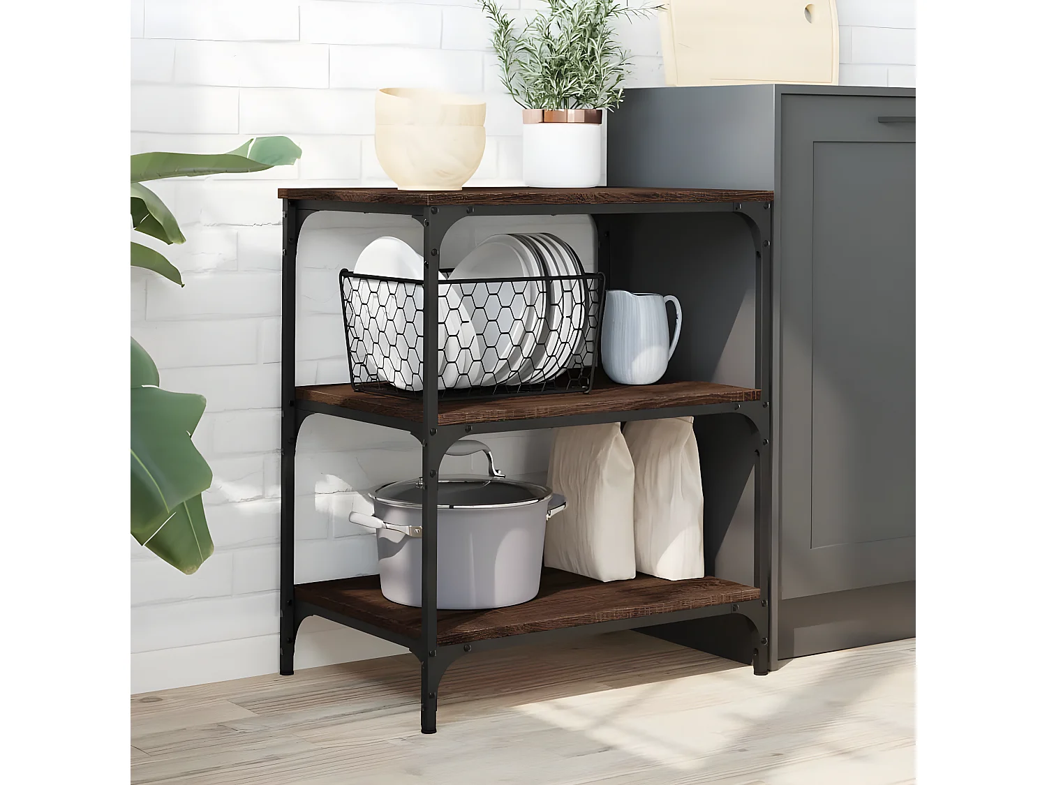 Chariot de cuisine chêne marron 60x41x76 bois d'ingénierie