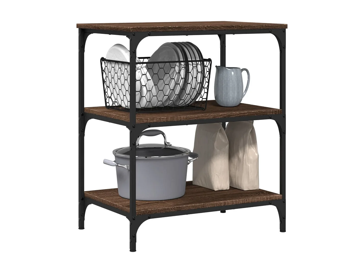 Chariot de cuisine chêne marron 60x41x76 bois d'ingénierie