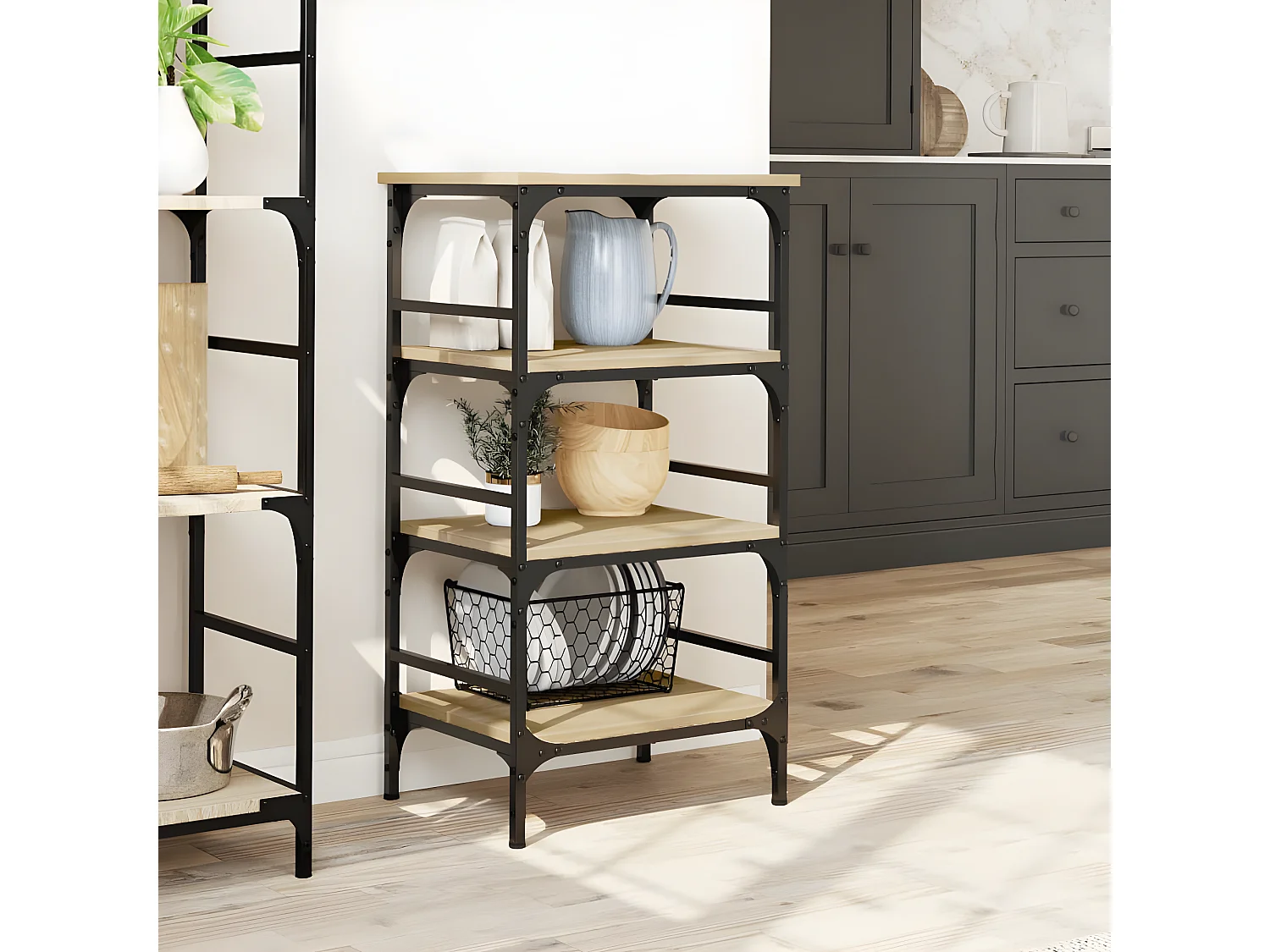 Chariot de cuisine chêne sonoma 45x35x89,5 bois d'ingénierie