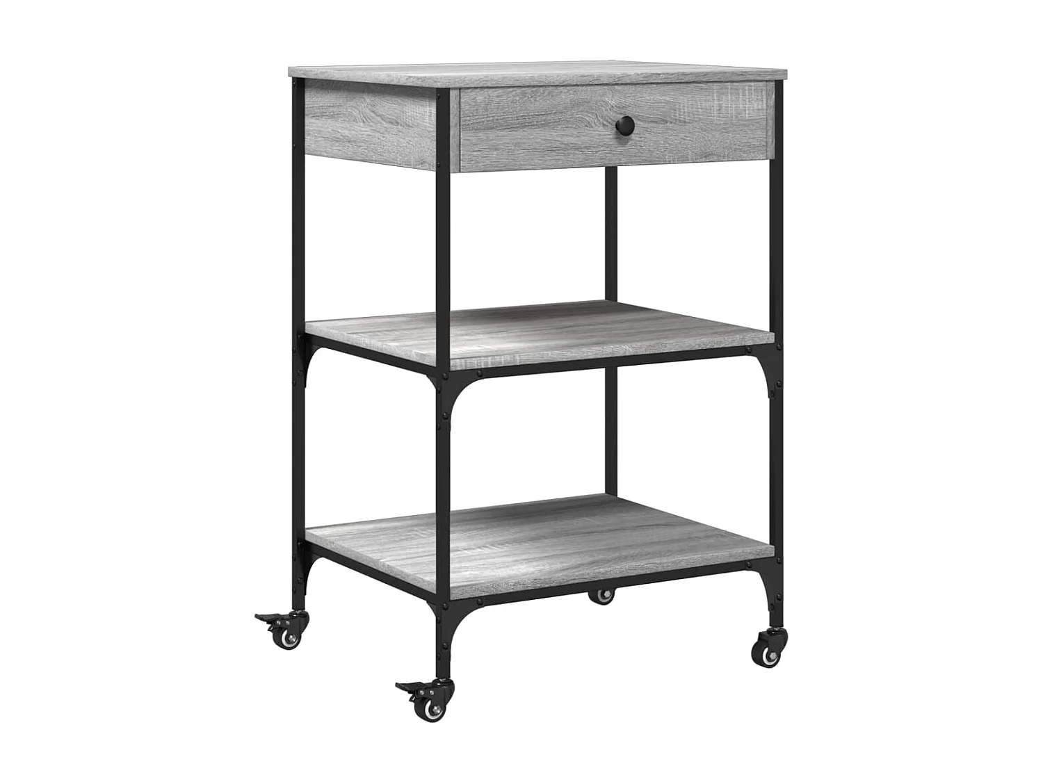 Chariot de cuisine sonoma gris 60x48x89,5 bois d'ingénierie