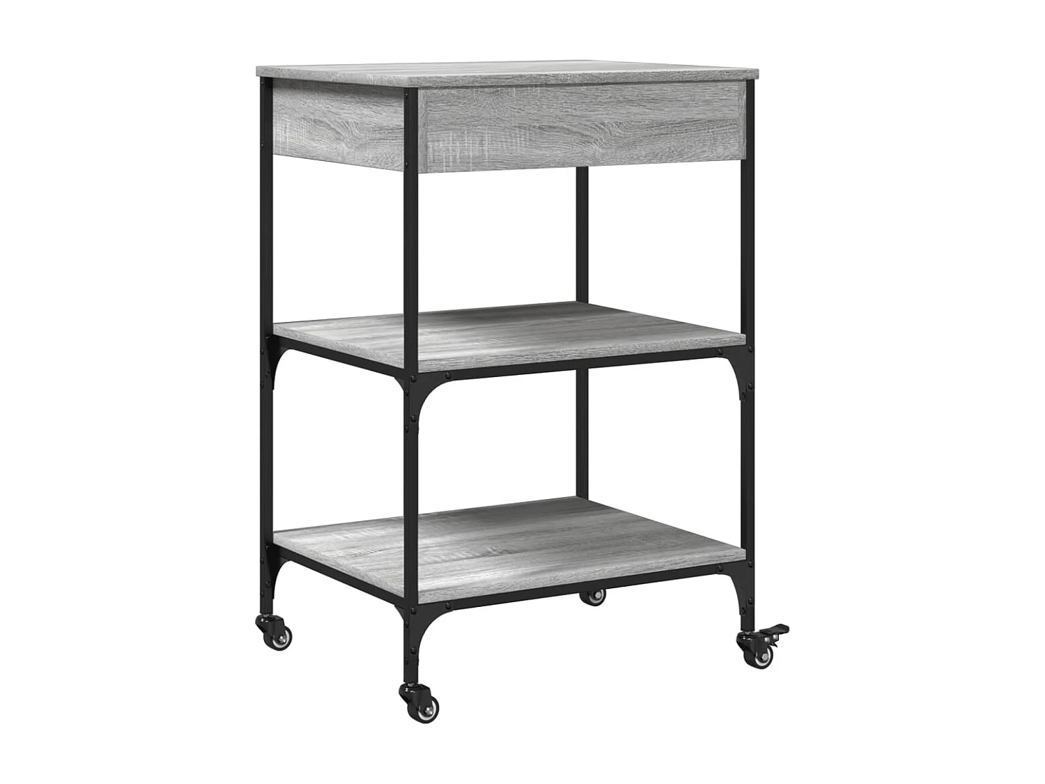 Chariot de cuisine sonoma gris 60x48x89,5 bois d'ingénierie