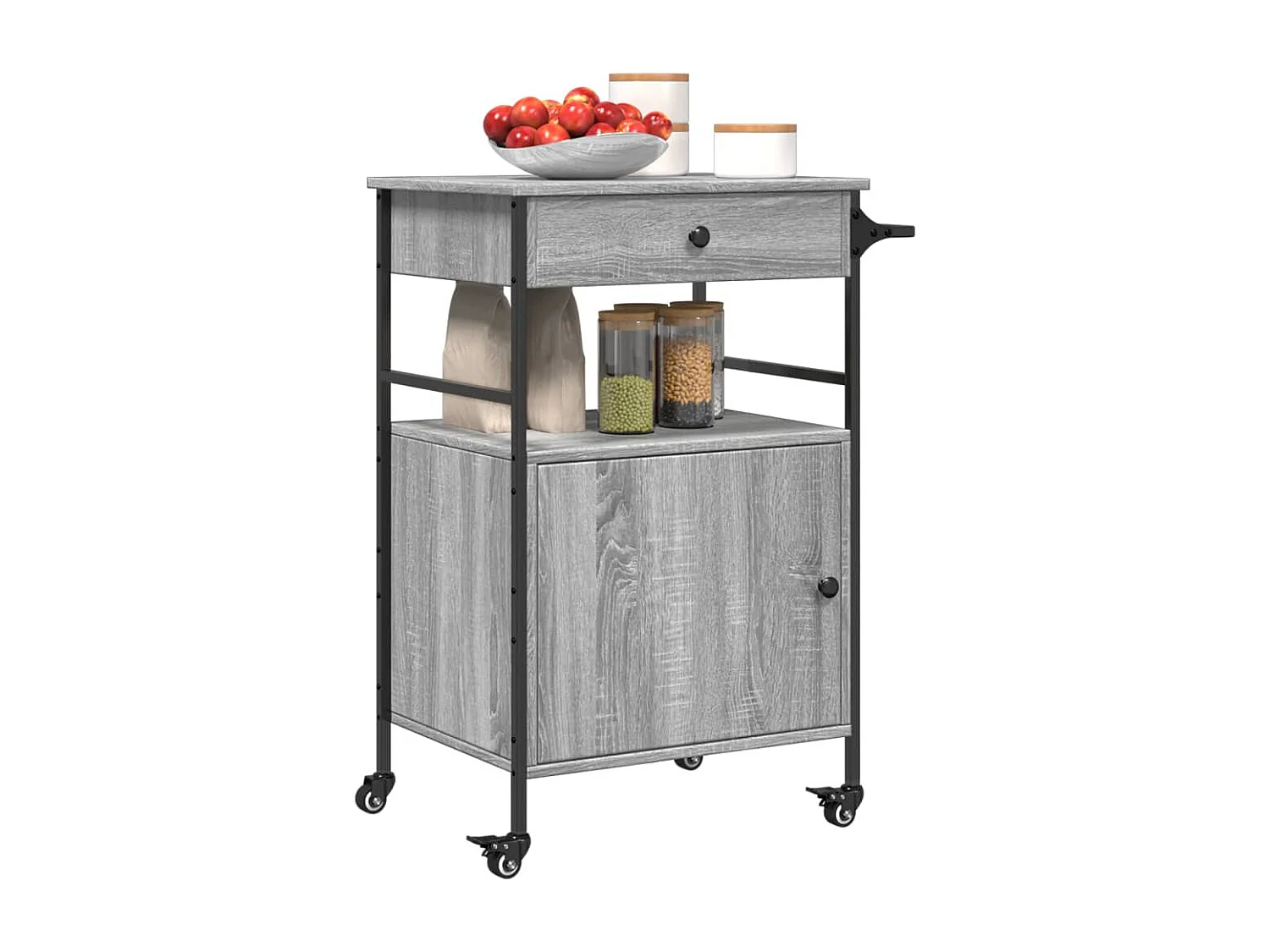 Chariot de cuisine sonoma gris 56x43x89,5 bois d'ingénierie