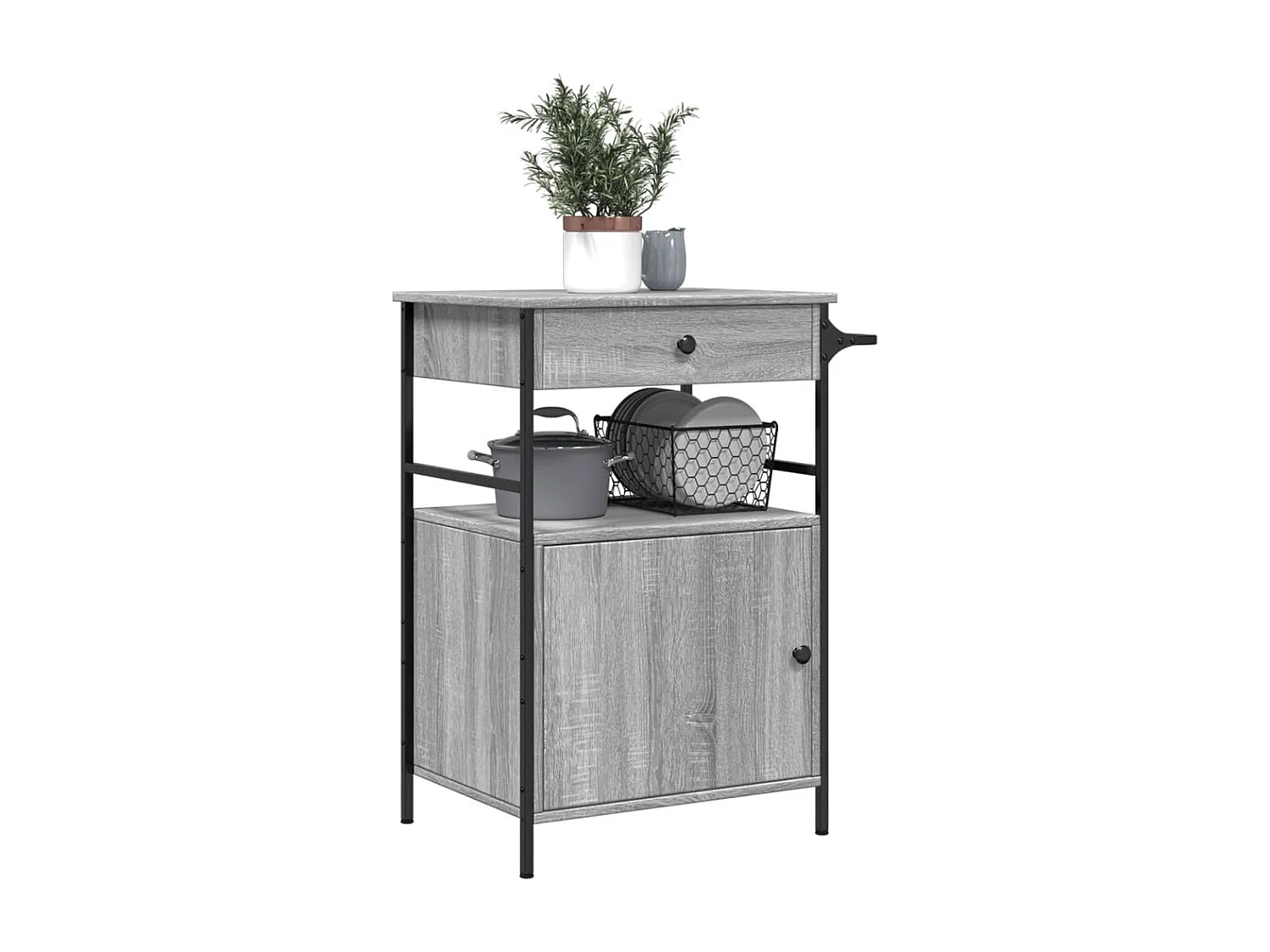 Chariot de cuisine sonoma gris 56x43x89,5 bois d'ingénierie