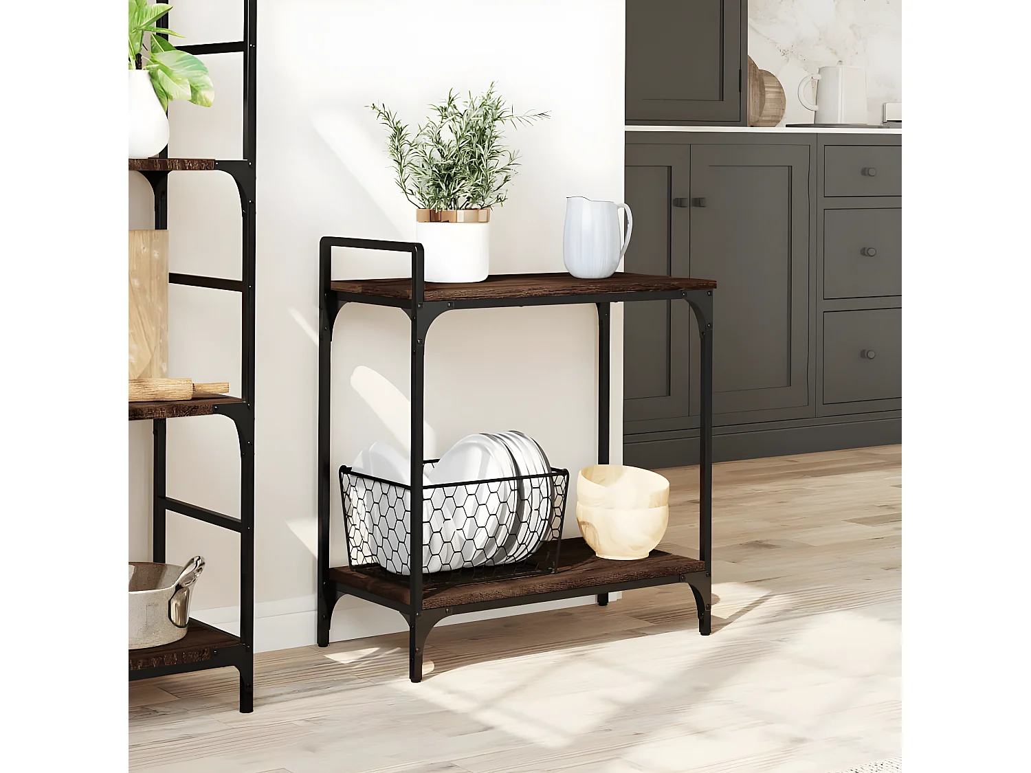 Chariot de cuisine chêne marron 60,5x31x72,5 bois ingénierie