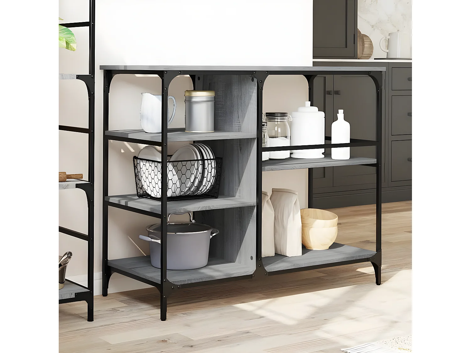 Chariot de cuisine sonoma gris 100x45x89,5 bois d'ingénierie