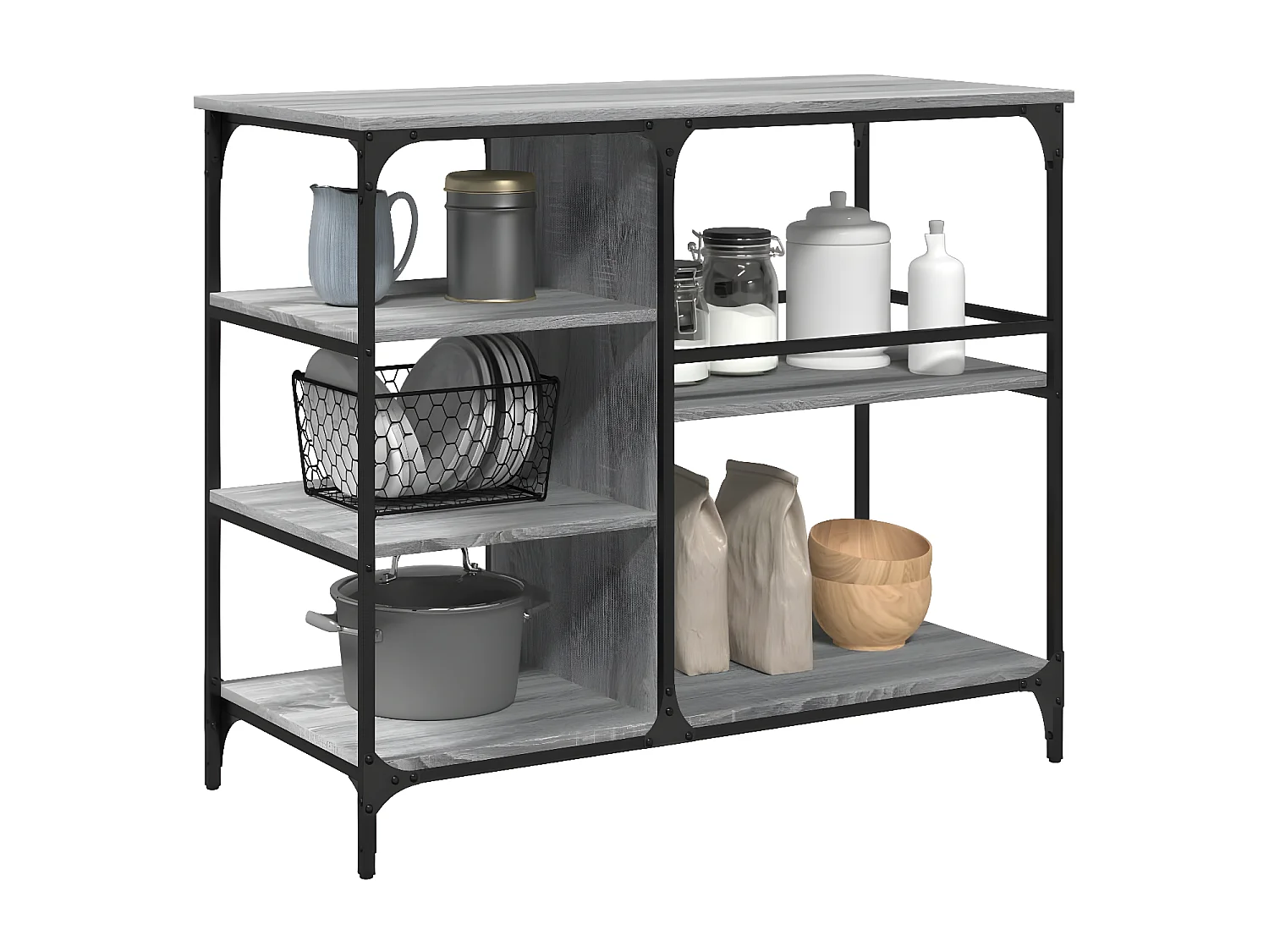 Chariot de cuisine sonoma gris 100x45x89,5 bois d'ingénierie